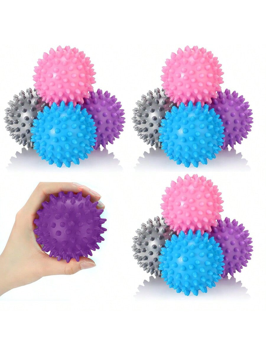 Massage Balls 3-Piece Muscle Roller Lacrosse Ball For Plantar Fascia, Back Relief Foot Muscles, Trigger Point Yoga, Deep Tissue, Pressure Reflex (Silver/Blue/Purple)