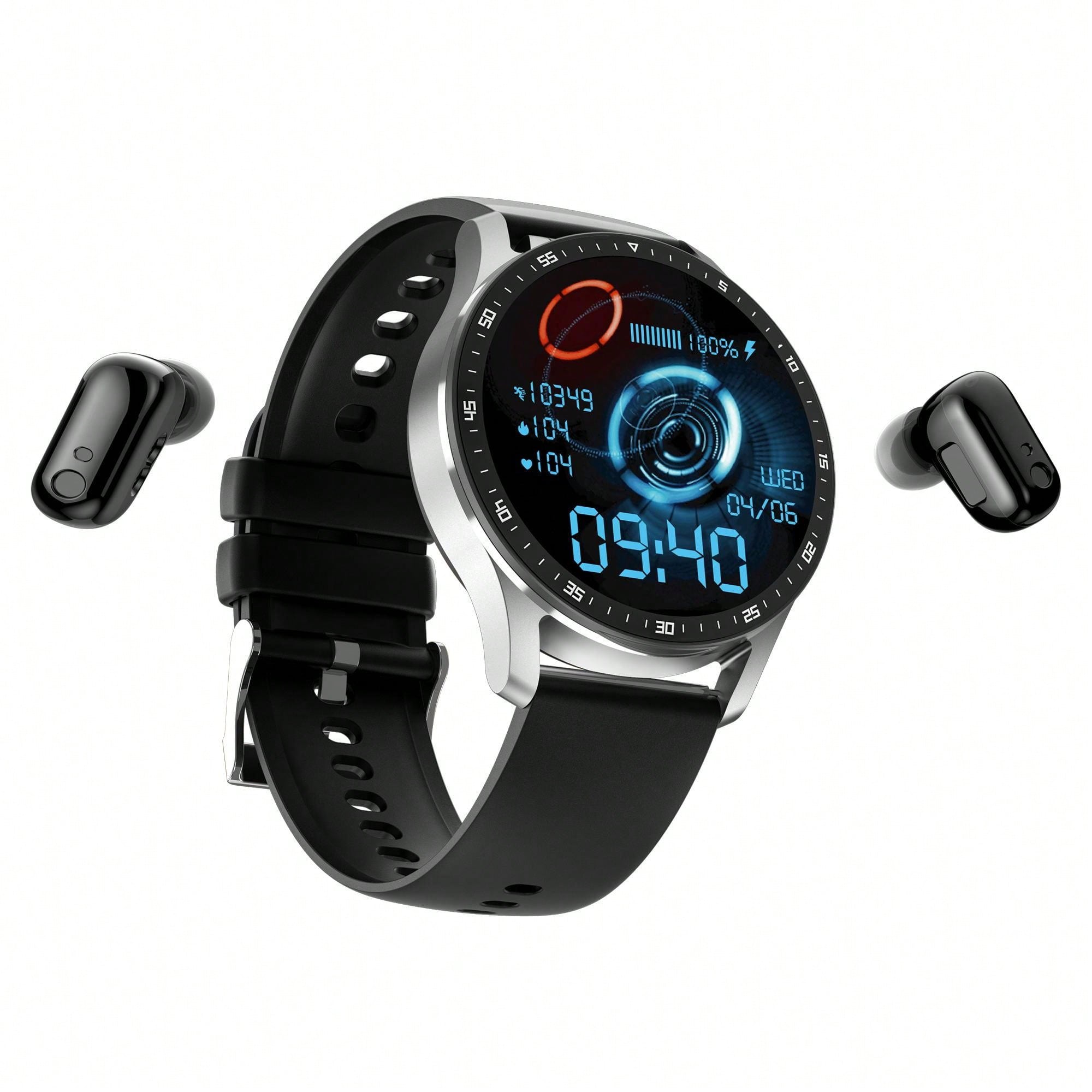 Smart Watch With Earbuds, 2 In 1 Bluetooth Earphones