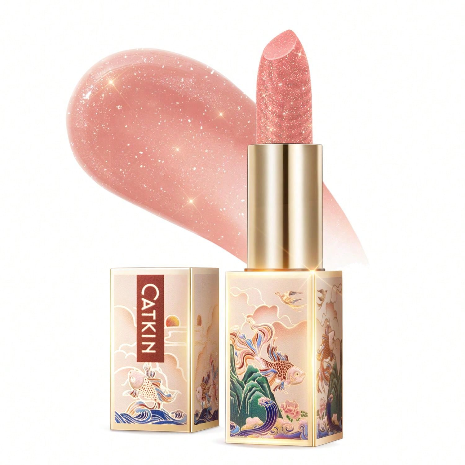 CATKIN Glitter Tinted Lip Balm Color Changing Lipstick Ultra Hydrating Natural Lip Moistrurizer With Vitamin E Nourishing For Cracked