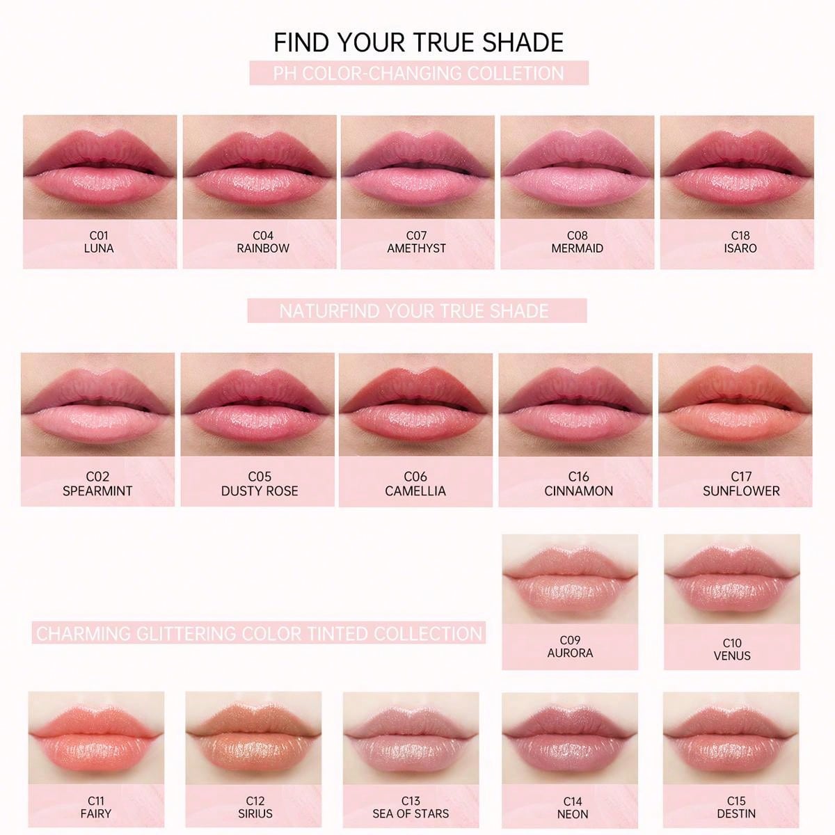 CATKIN Glitter Tinted Lip Balm Color Changing Lipstick Ultra Hydrating Natural Lip Moistrurizer With Vitamin E Nourishing For Cracked