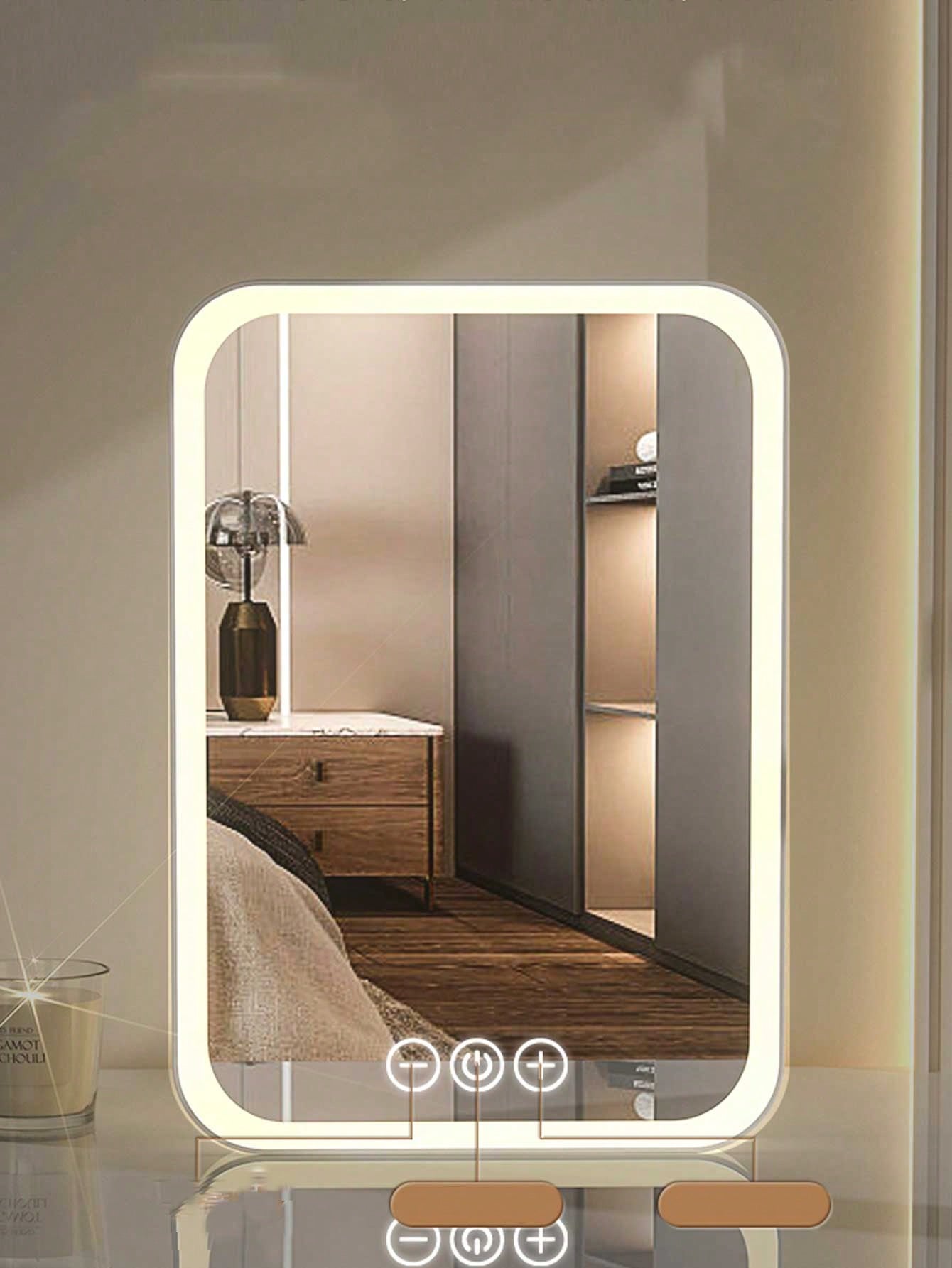 Portable LED Lighted Makeup Mirror, Folding Desk Mirror With Strap For Student Dormitory, Office And Dressing Table Best Gifts Birthday