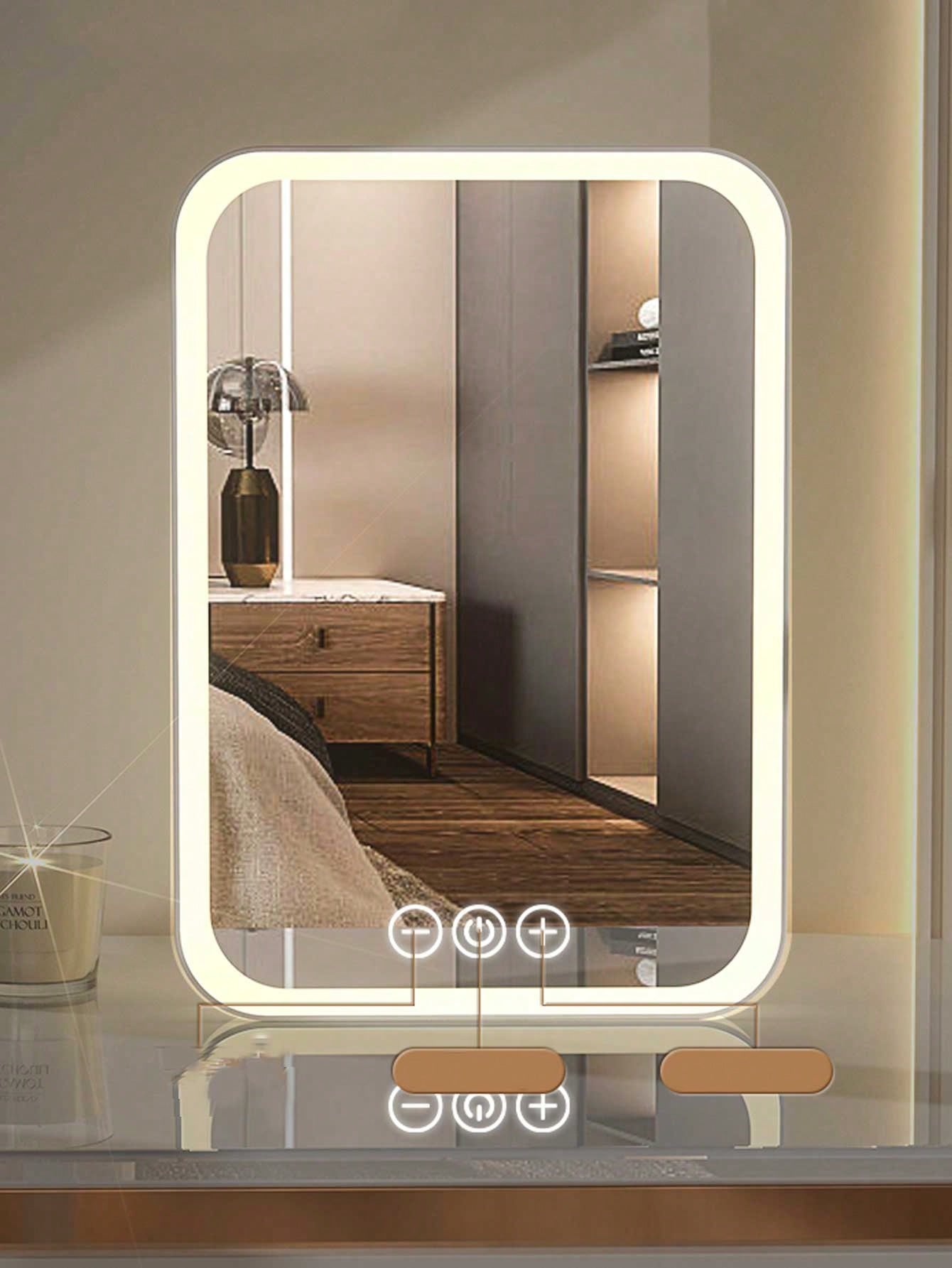 Portable LED Lighted Makeup Mirror, Folding Desk Mirror With Strap For Student Dormitory, Office And Dressing Table Best Gifts Birthday