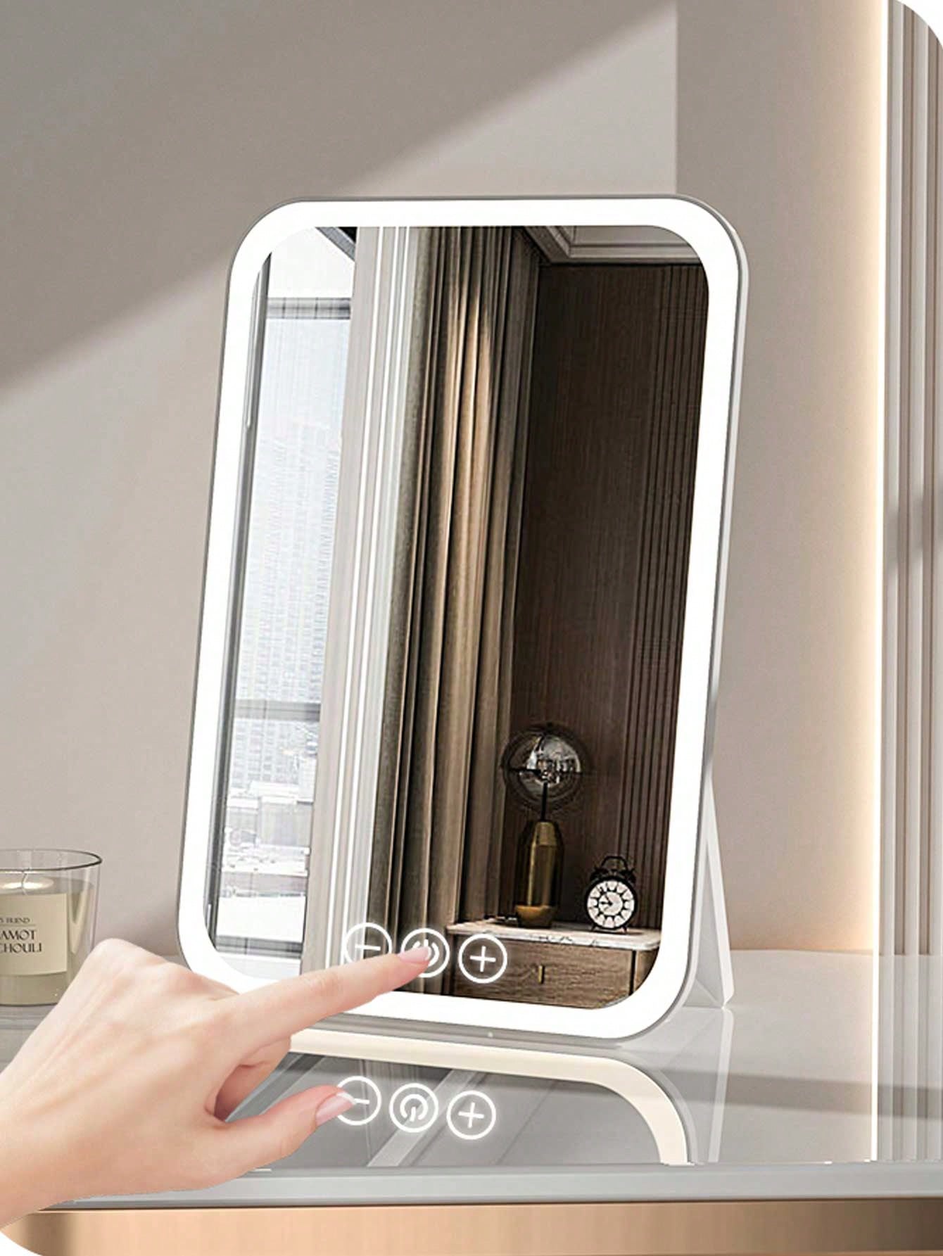Portable LED Lighted Makeup Mirror, Folding Desk Mirror With Strap For Student Dormitory, Office And Dressing Table Best Gifts Birthday