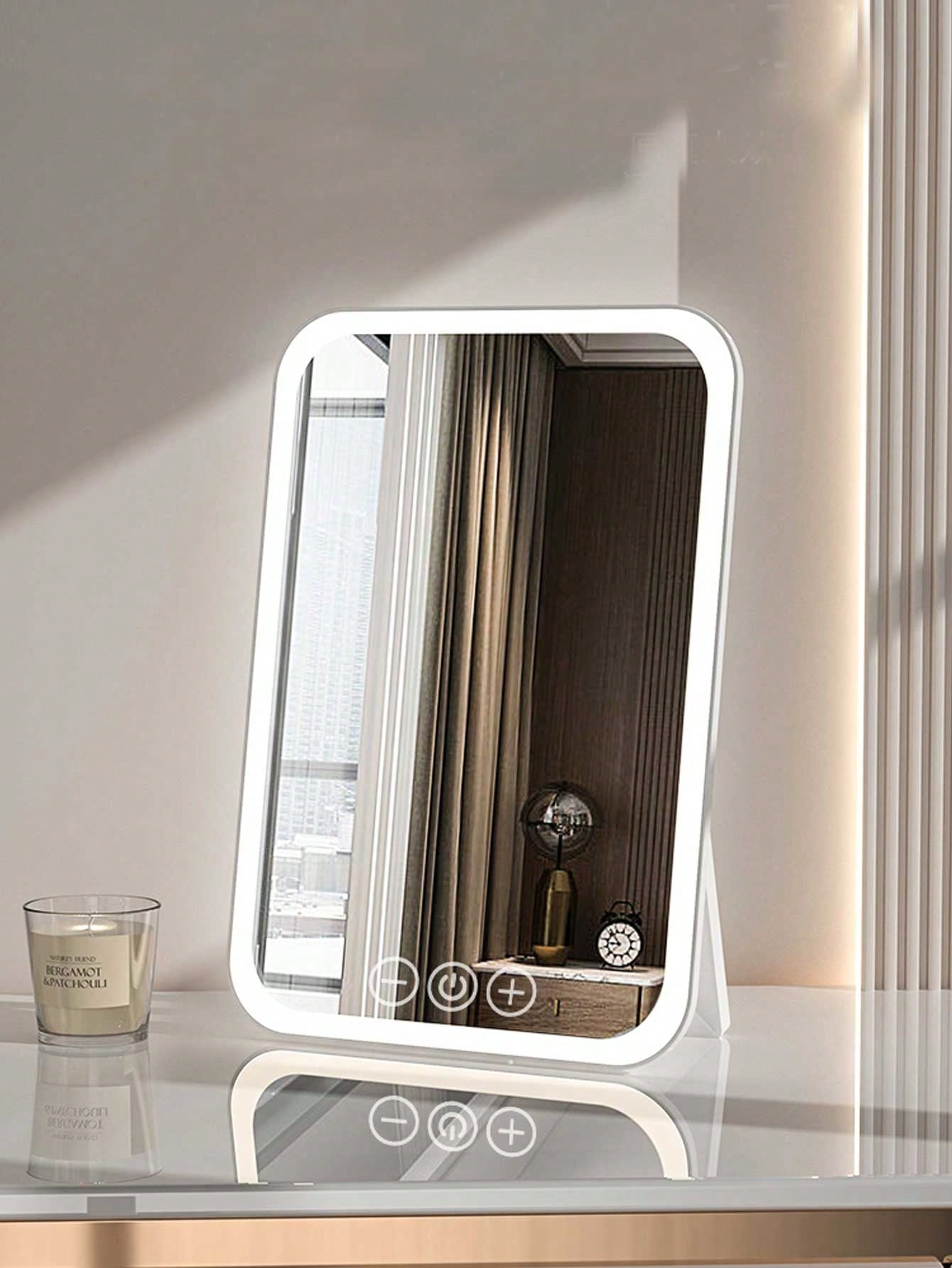 Portable LED Lighted Makeup Mirror, Folding Desk Mirror With Strap For Student Dormitory, Office And Dressing Table Best Gifts Birthday