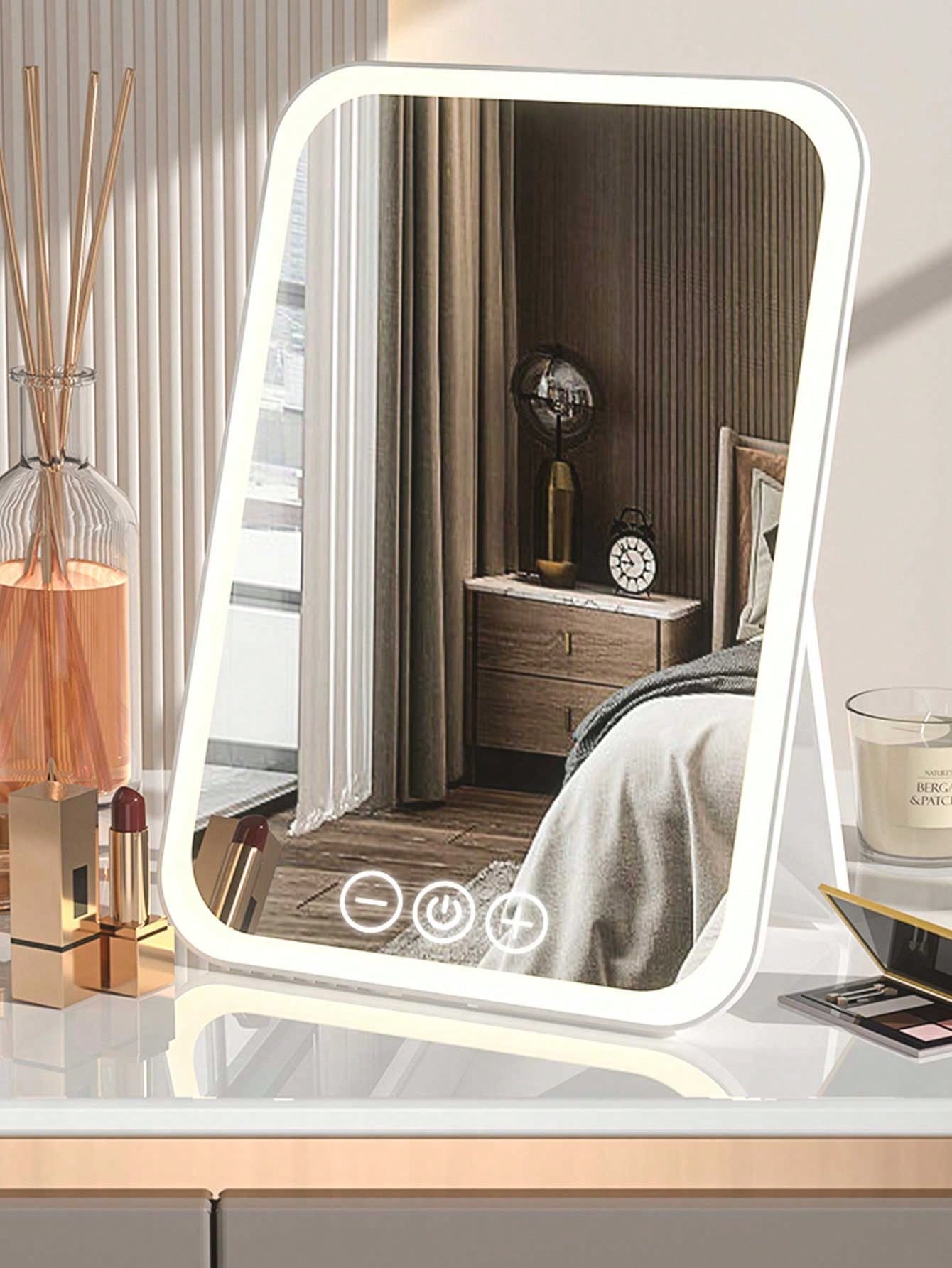 Portable LED Lighted Makeup Mirror, Folding Desk Mirror With Strap For Student Dormitory, Office And Dressing Table Best Gifts Birthday