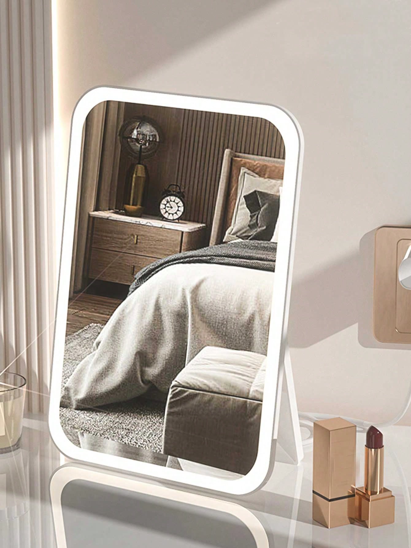 Portable LED Lighted Makeup Mirror, Folding Desk Mirror With Strap For Student Dormitory, Office And Dressing Table Best Gifts Birthday