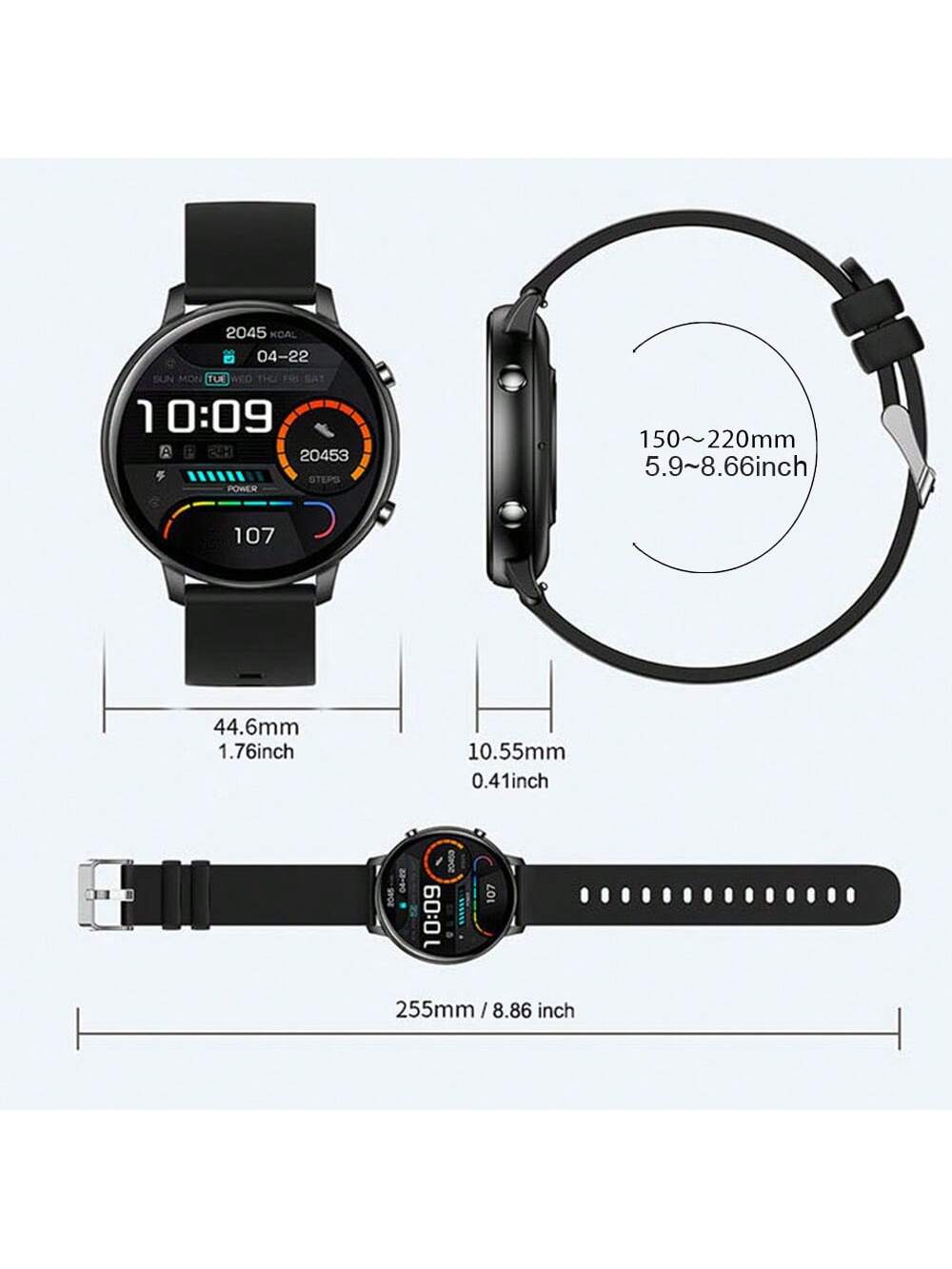 Smart Watch (Answer/Dial) 1.39inch HD IP67 Waterproof Fitness Tracker Heart Rate Sleep Monitor Women's Physiological Health Tracker Pedometer Sports Watch Multimedia Message Viewer Weather For Android IPhone Men's Women's Sports Watch