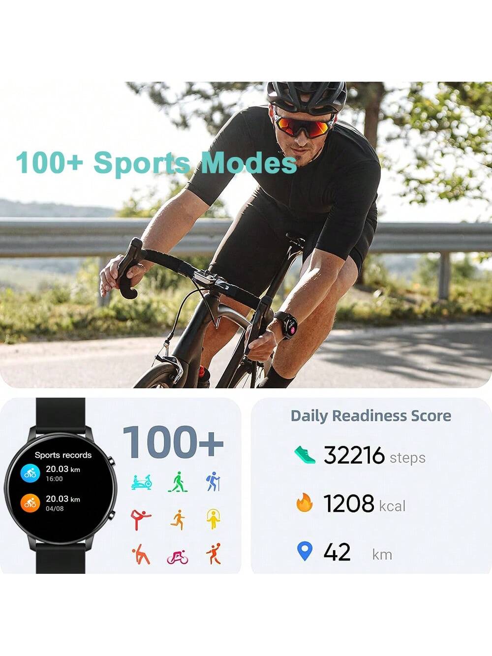 Smart Watch (Answer/Dial) 1.39inch HD IP67 Waterproof Fitness Tracker Heart Rate Sleep Monitor Women's Physiological Health Tracker Pedometer Sports Watch Multimedia Message Viewer Weather For Android IPhone Men's Women's Sports Watch