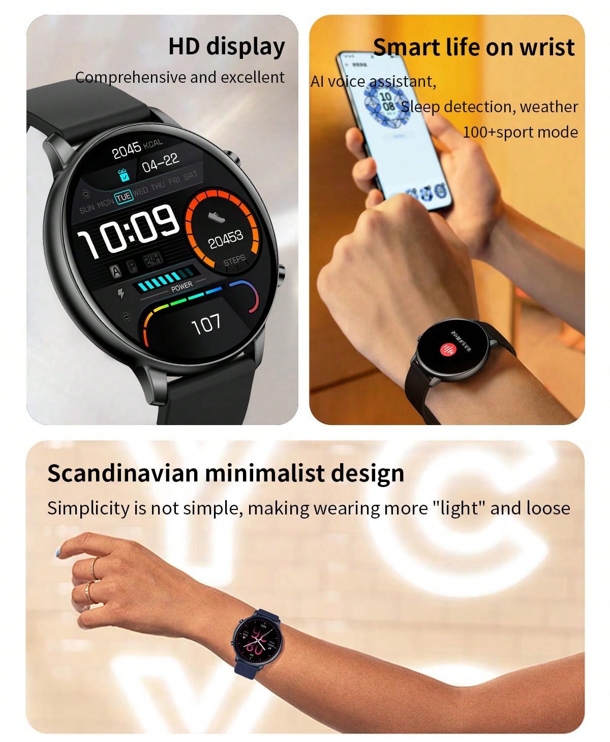 Smart Watch (Answer/Dial) 1.39inch HD IP67 Waterproof Fitness Tracker Heart Rate Sleep Monitor Women's Physiological Health Tracker Pedometer Sports Watch Multimedia Message Viewer Weather For Android IPhone Men's Women's Sports Watch