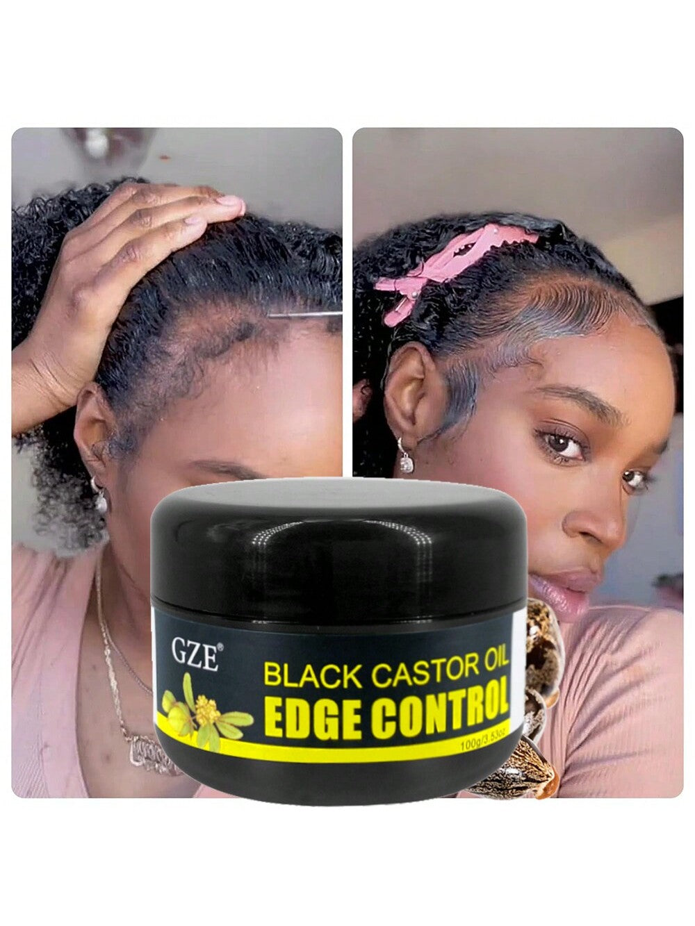 GZE African Black Castor Extra Hold Braid, Loc, Twist Gel, Tames Frizz