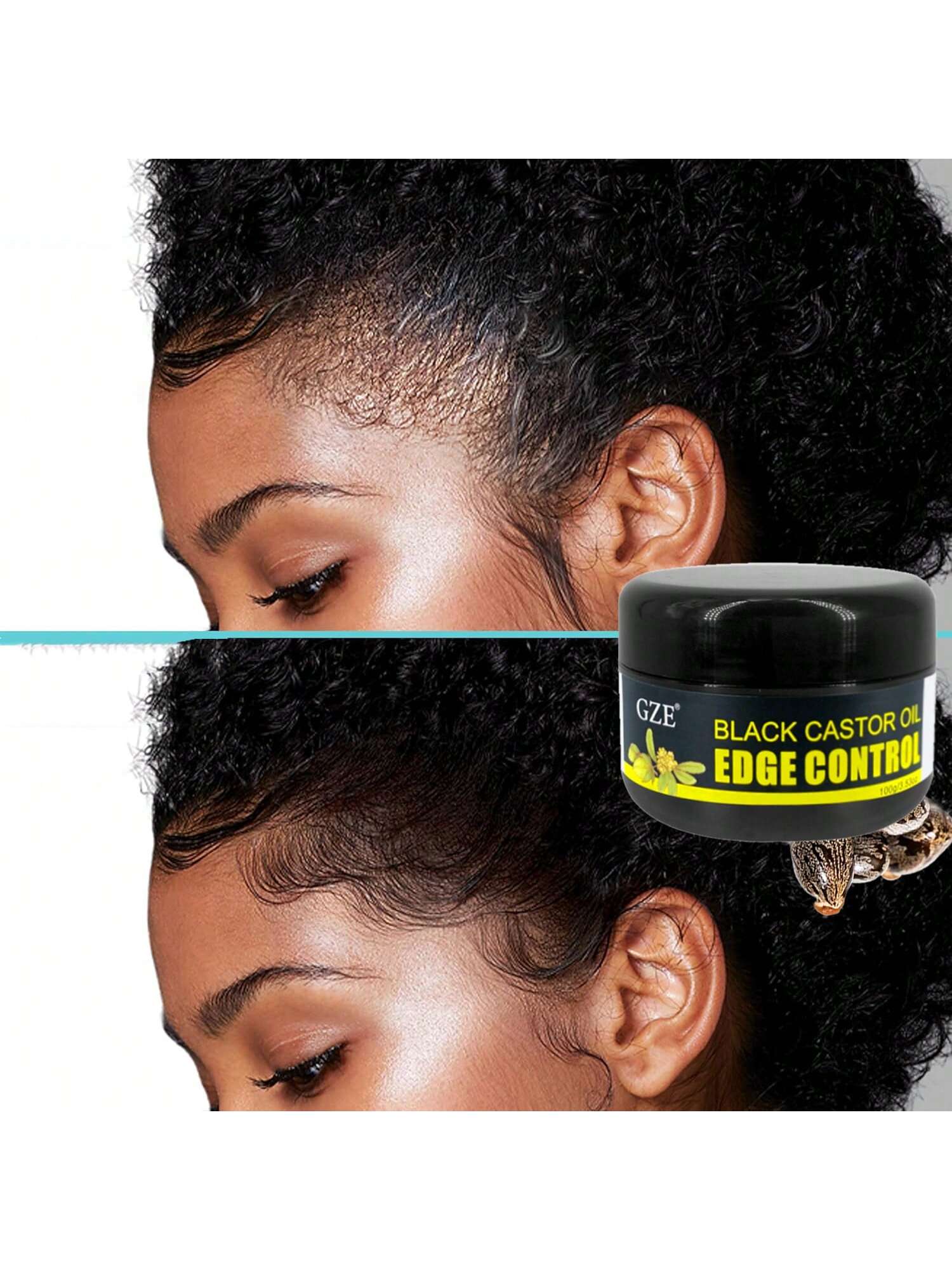 GZE African Black Castor Extra Hold Braid, Loc, Twist Gel, Tames Frizz