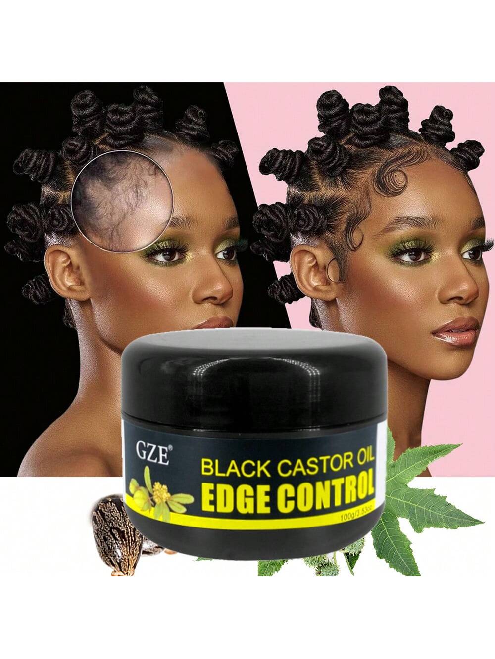 GZE African Black Castor Extra Hold Braid, Loc, Twist Gel, Tames Frizz