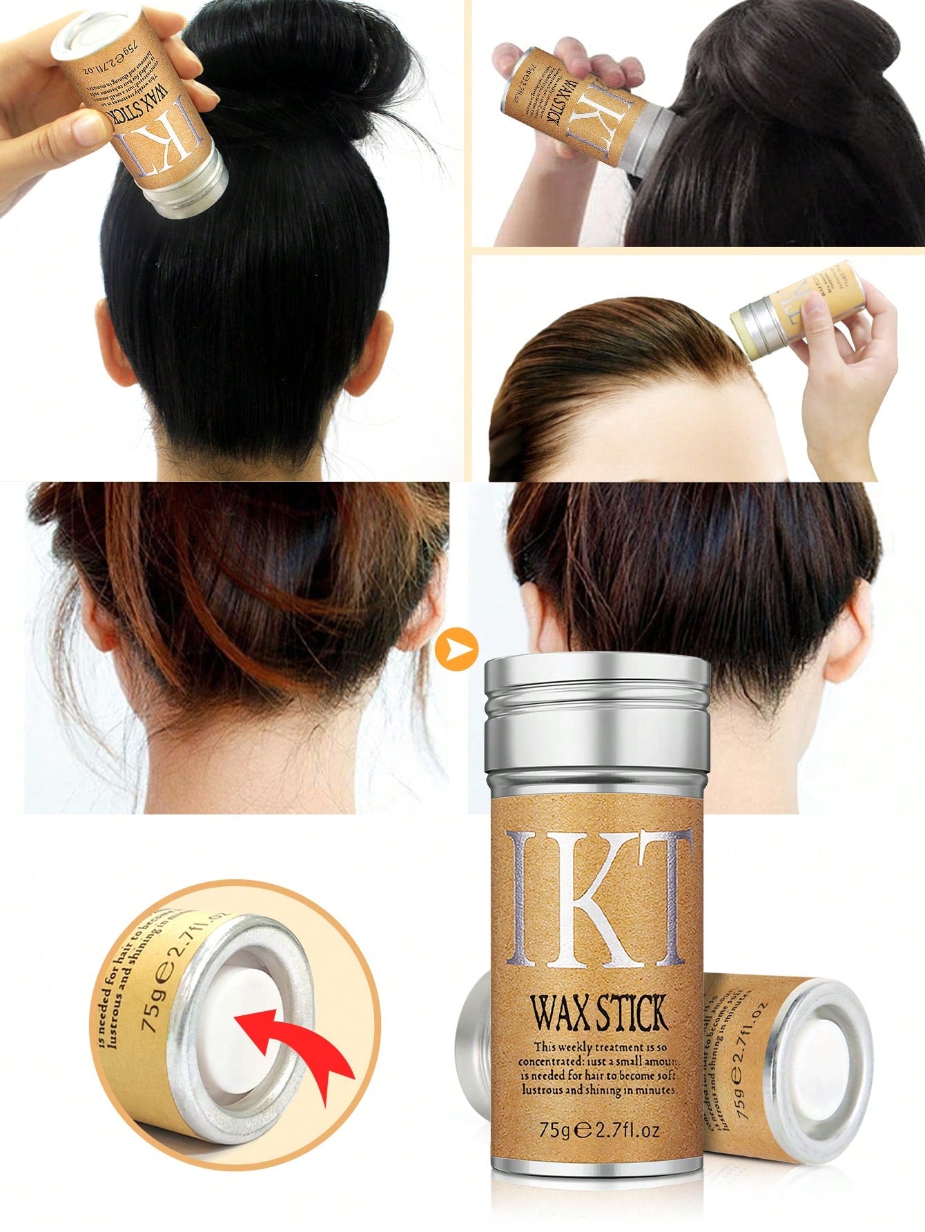 ikt Hair Wax Stick, Styling Wax For Smooth Wigs, Slick Stick For Hair Non-Greasy Styling Hair Pomade Stick For Flyaway Edge