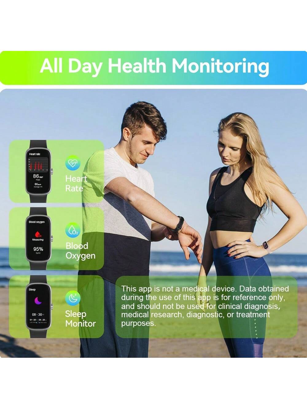 Fitness Tracker With Heart Rate Blood Oxygen Sleep Monitor, IP68 Waterproof Activity