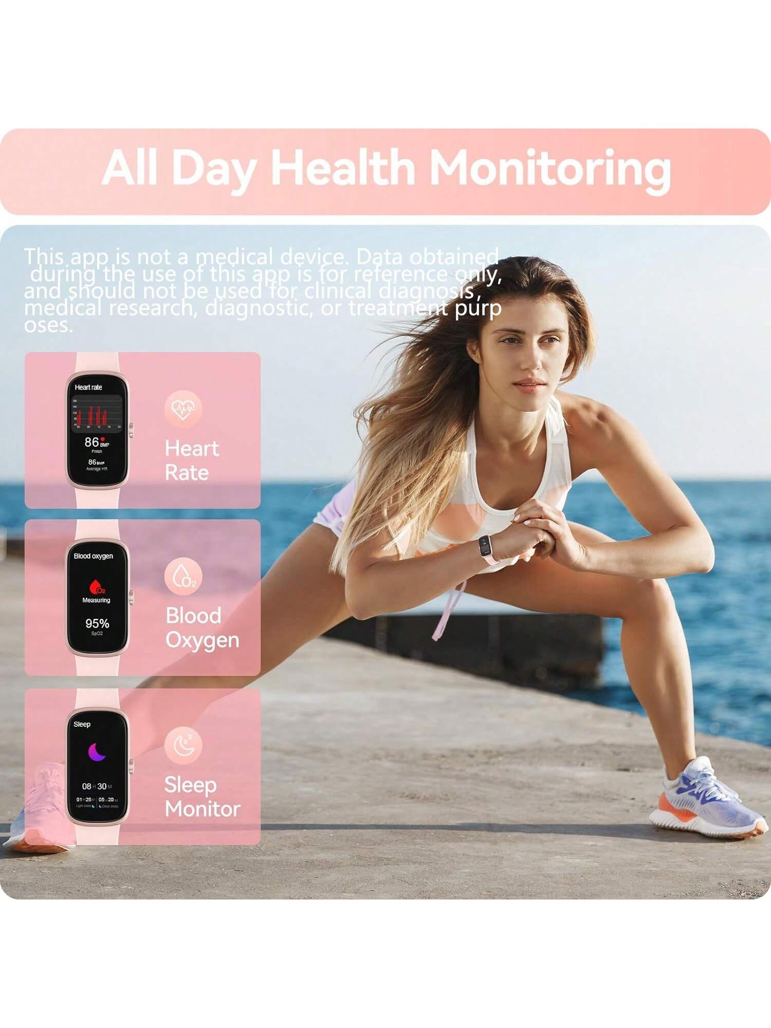 Fitness Tracker With Heart Rate Blood Oxygen Sleep Monitor, IP68 Waterproof Activity