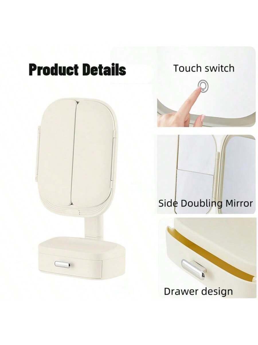 Tri-Fold Illuminated Vanity Mirror - 3x/2x Magnification, Rechargeable, Foldable, Dimmable Color Lighting Modes, 180 Degree Free Rotation Countertop Makeup Mirror, Travel Makeup Mirror - Christmas, Thanksgiving, Valentine's Day And New Year Gift