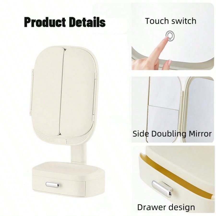 Tri-Fold Illuminated Vanity Mirror - 3x/2x Magnification, Rechargeable, Foldable, Dimmable Color Lighting Modes, 180 Degree Free Rotation Countertop Makeup Mirror, Travel Makeup Mirror - Christmas, Thanksgiving, Valentine's Day And New Year Gift