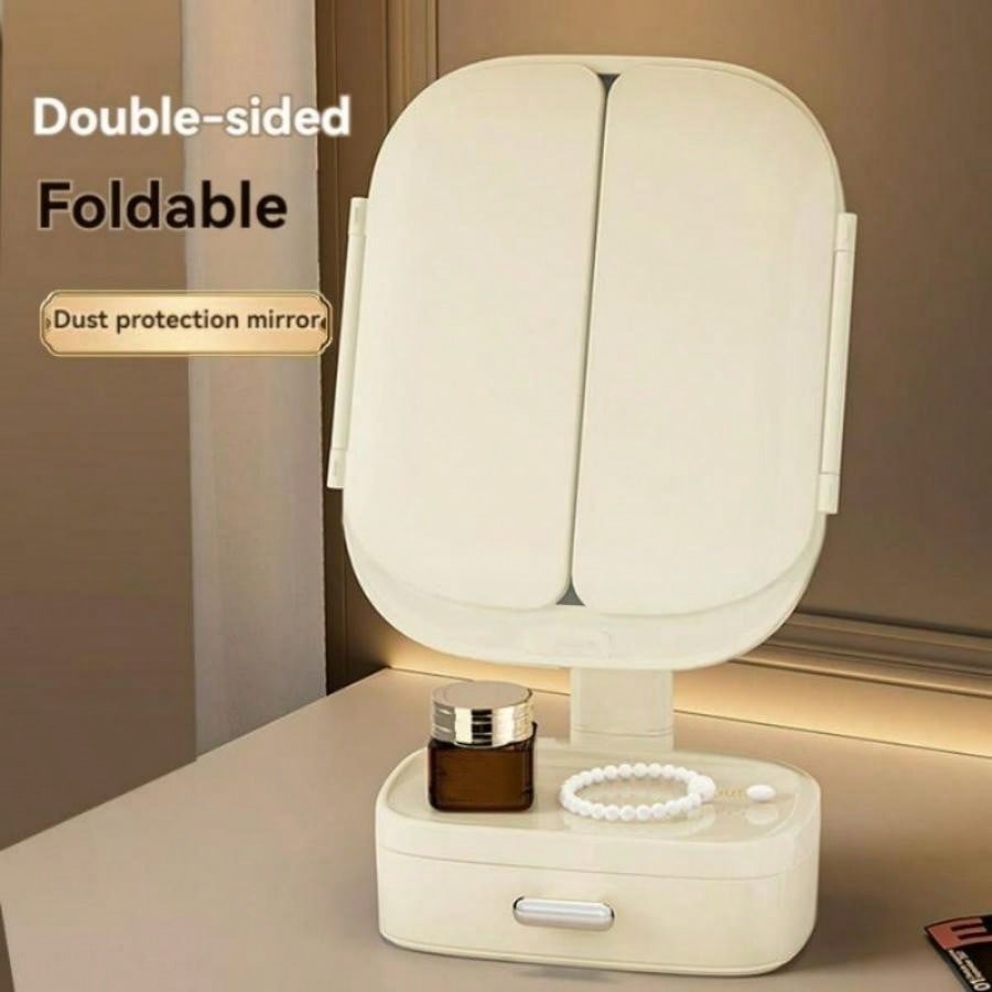 Tri-Fold Illuminated Vanity Mirror - 3x/2x Magnification, Rechargeable, Foldable, Dimmable Color Lighting Modes, 180 Degree Free Rotation Countertop Makeup Mirror, Travel Makeup Mirror - Christmas, Thanksgiving, Valentine's Day And New Year Gift