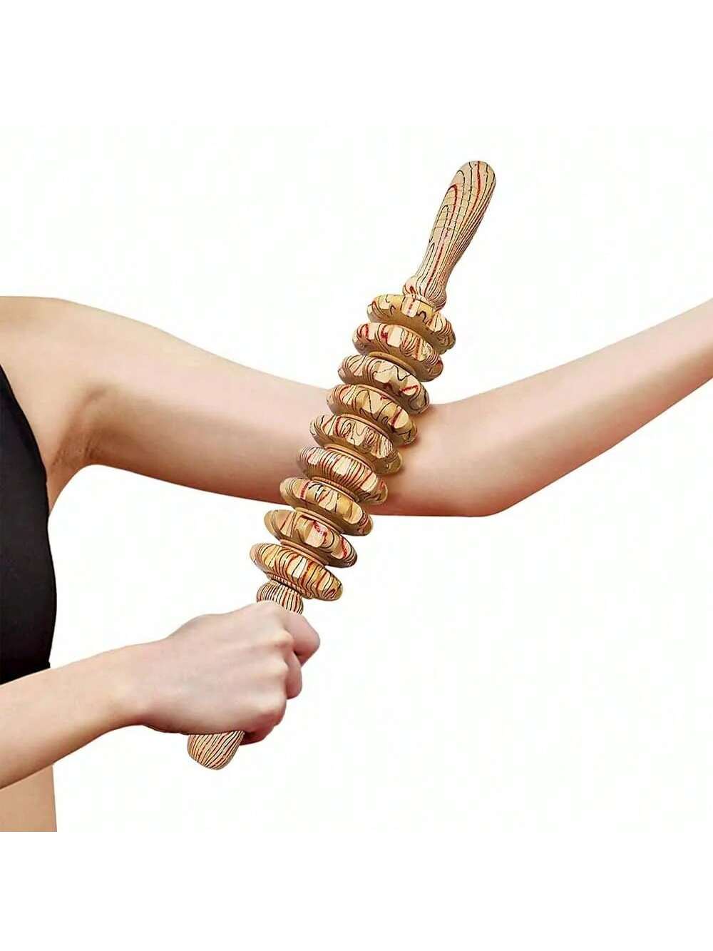 1pc Yoga Meridian Rod Nine Fine Wheel Shaft Whole Body Massage Roller Pounded Waist Back Massage Neck Leg Wooden Massager