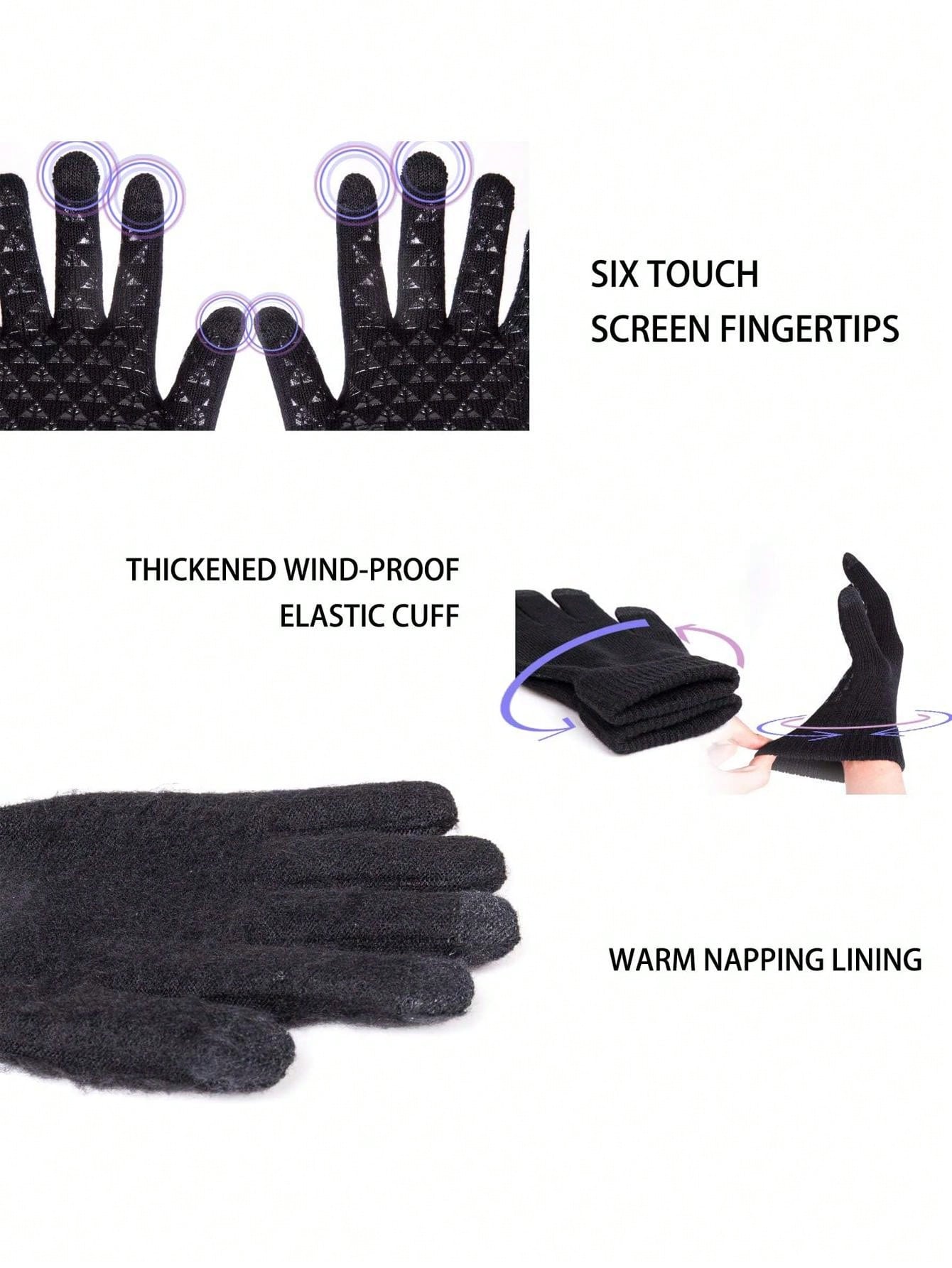 Winter Gloves For Men Women - Upgraded Touch Screen Cold Weather Thermal Warm Knit Glove For Running Driving Hiking