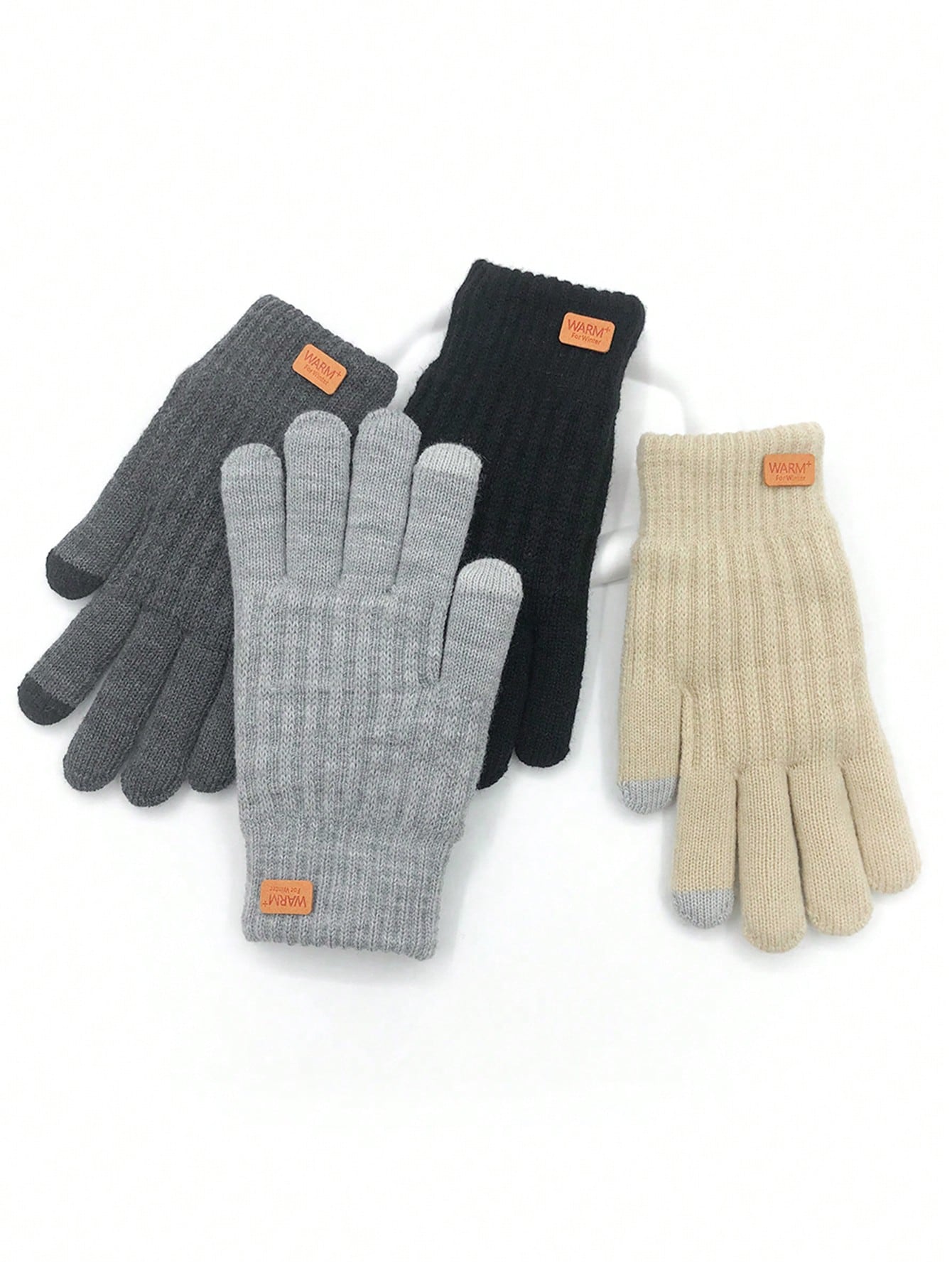 1pair Winter Warm Gloves, Dual-Layer Plush Lined Thick Touchscreen Mitten, 9 Inch Plus Size Gloves For Outdoor Use