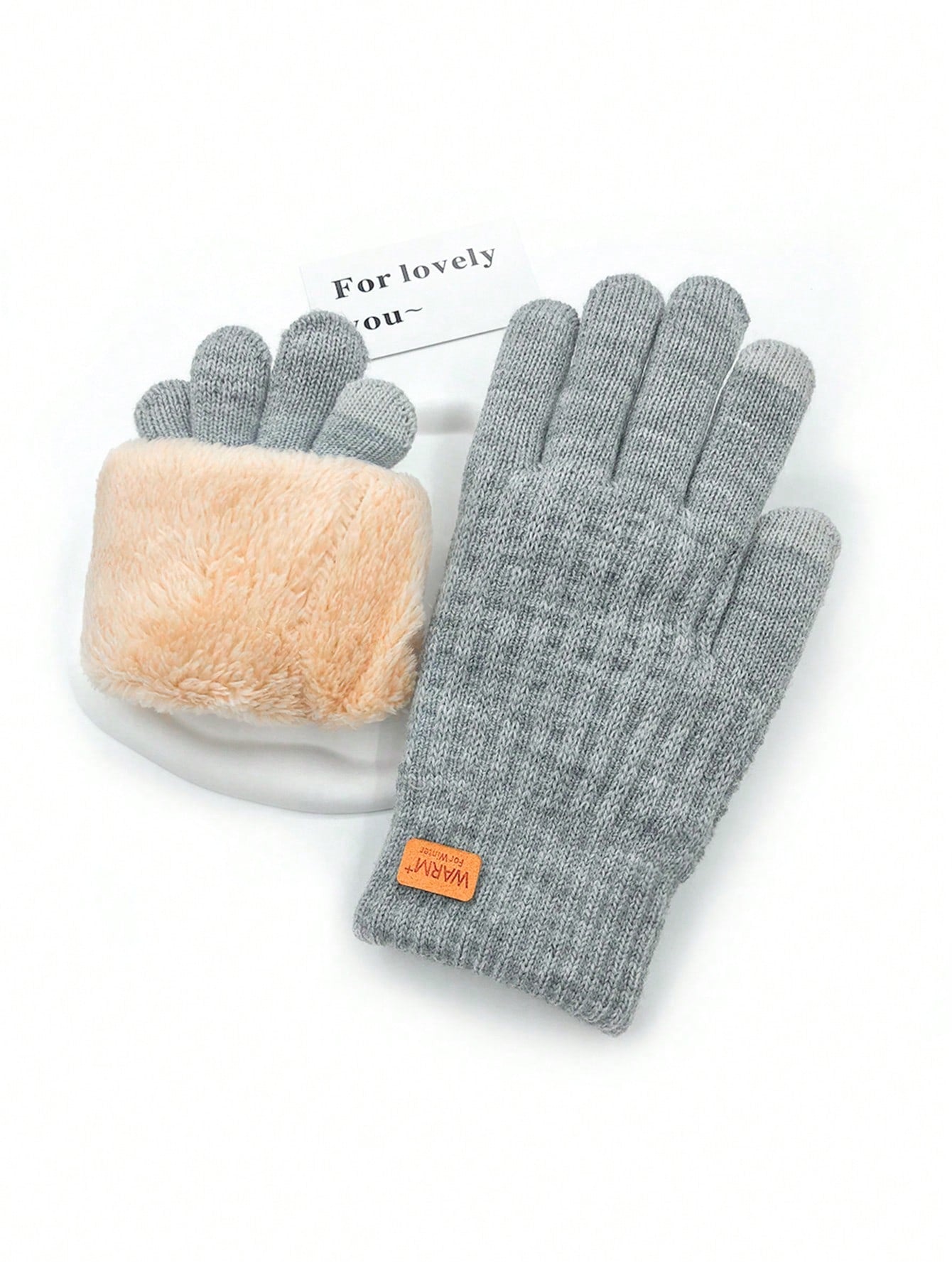 1pair Winter Warm Gloves, Dual-Layer Plush Lined Thick Touchscreen Mitten, 9 Inch Plus Size Gloves For Outdoor Use