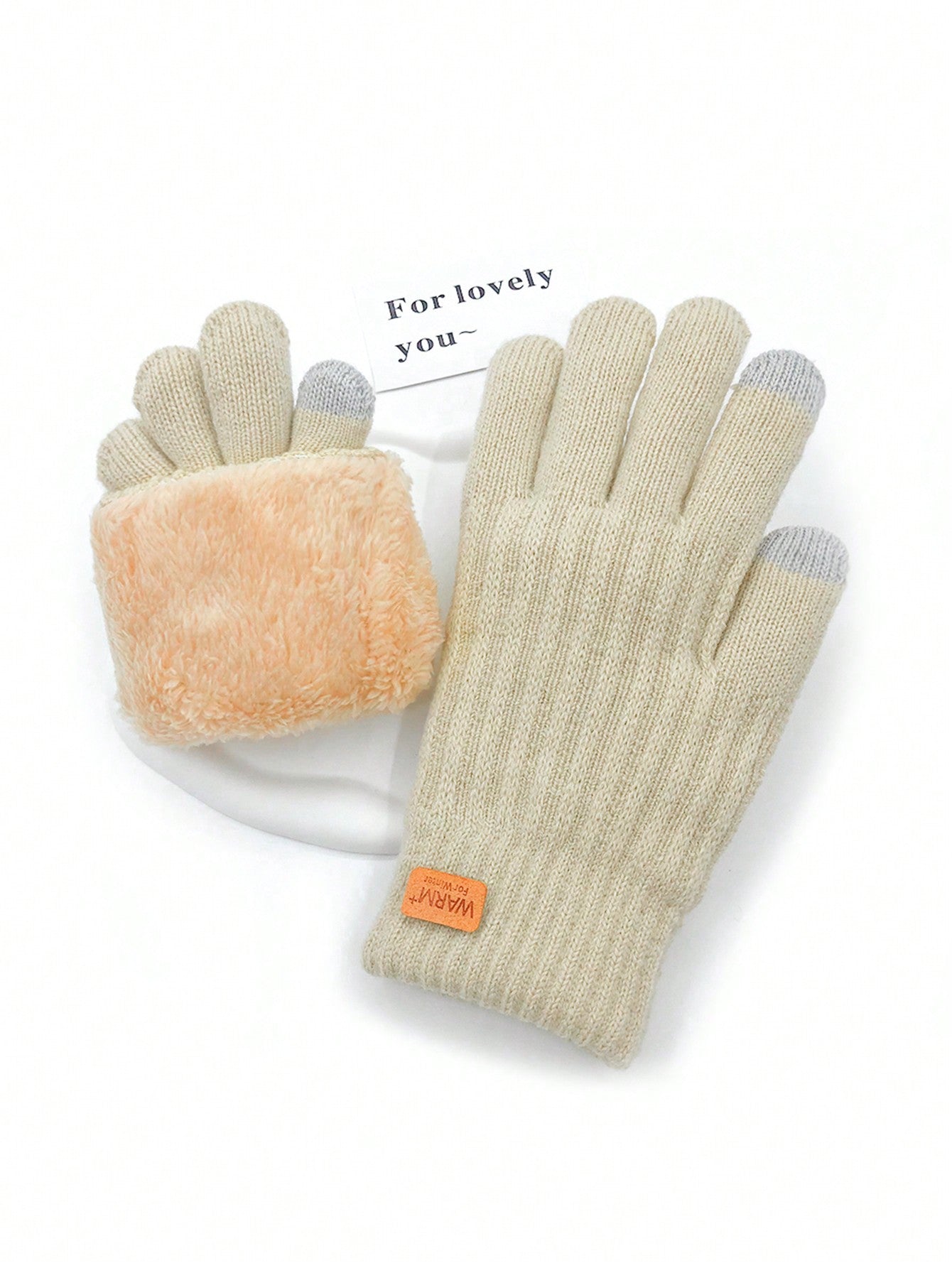 1pair Winter Warm Gloves, Dual-Layer Plush Lined Thick Touchscreen Mitten, 9 Inch Plus Size Gloves For Outdoor Use