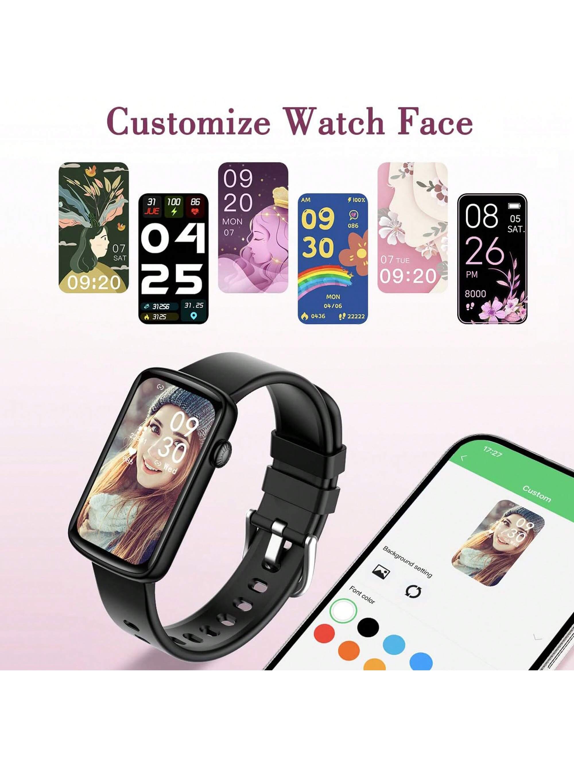 Smart Watches For Women Compatible With IPhone Android Phones, Slim Women's Fitness Bracelet Sports Tracker Digital Watch Step/Sleep Monitor