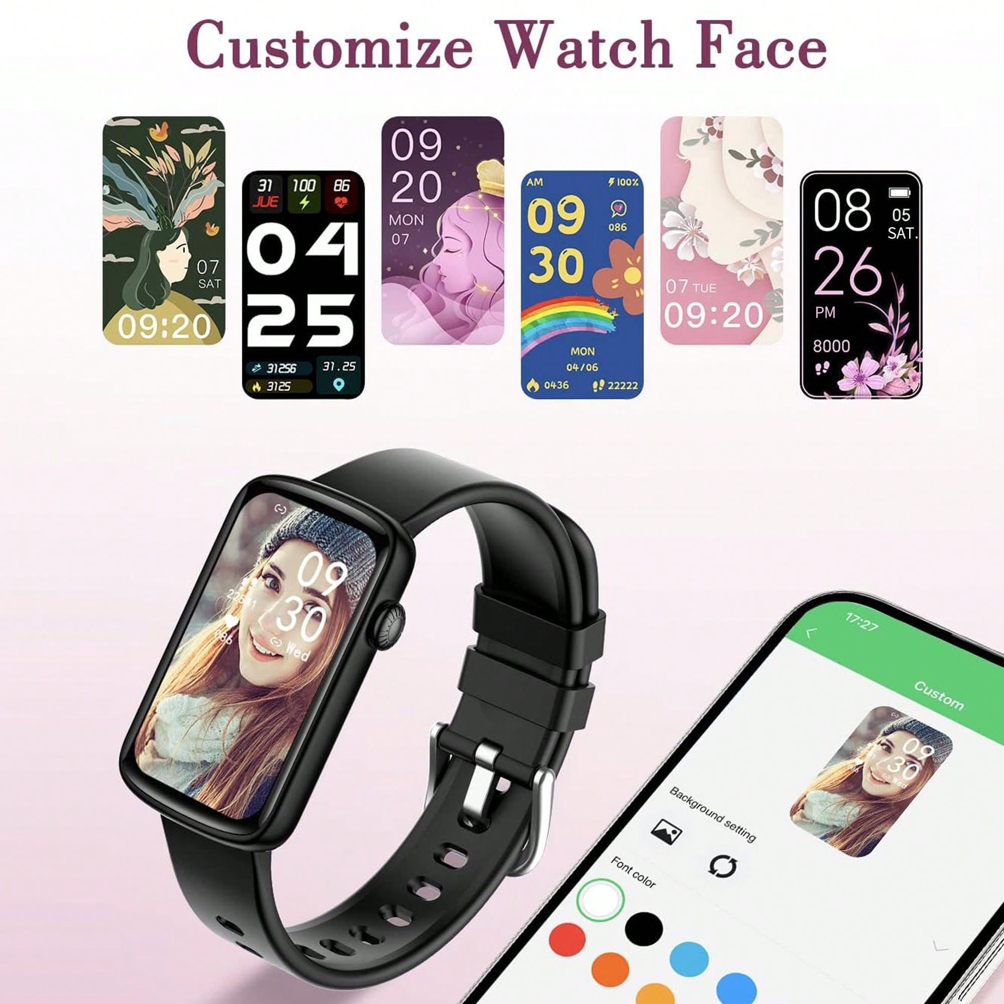 Smart Watches For Women Compatible With IPhone Android Phones, Slim Women's Fitness Bracelet Sports Tracker Digital Watch Step/Sleep Monitor