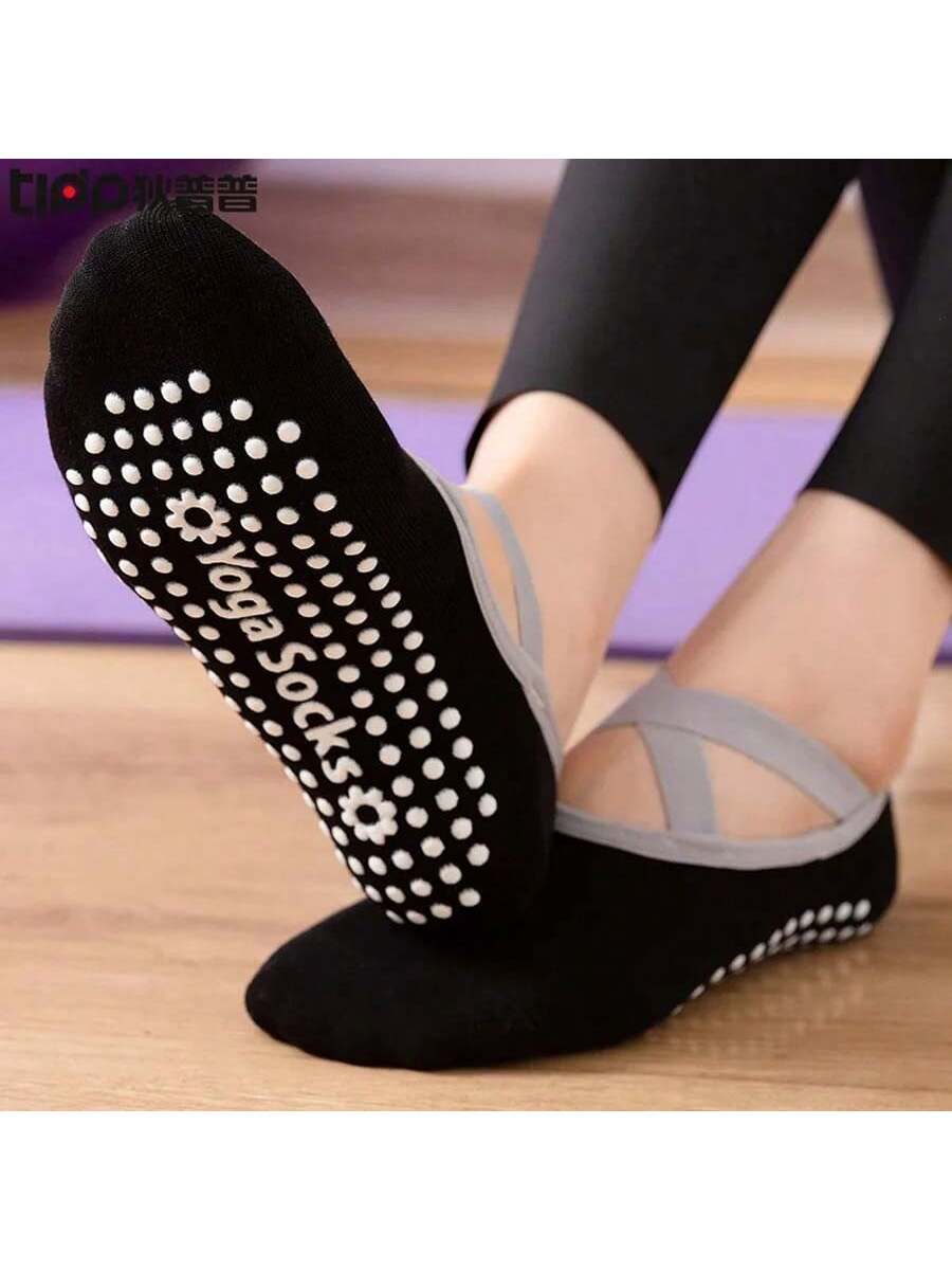 1Pair Professional Women Yoga Socks Silicone Anti-Slip Ballet Pilates Socks Women Backless Breathable Bandage Dance Sports Socks