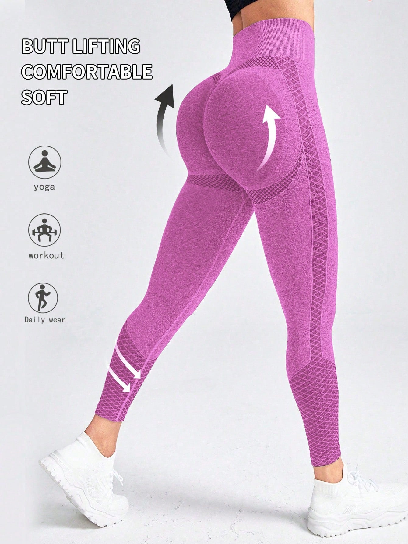 SHEIN High-Waist Sports Leggings Suitable For Yoga Exercise, Women Gym Clothes