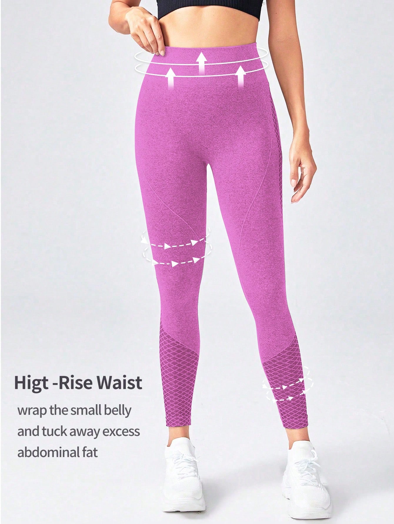 SHEIN High-Waist Sports Leggings Suitable For Yoga Exercise, Women Gym Clothes