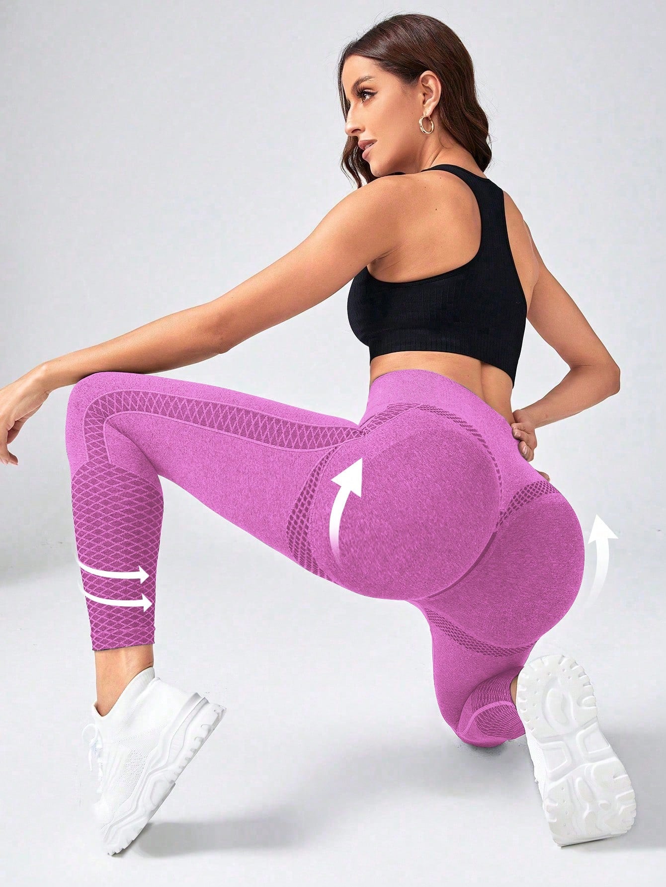 SHEIN High-Waist Sports Leggings Suitable For Yoga Exercise, Women Gym Clothes