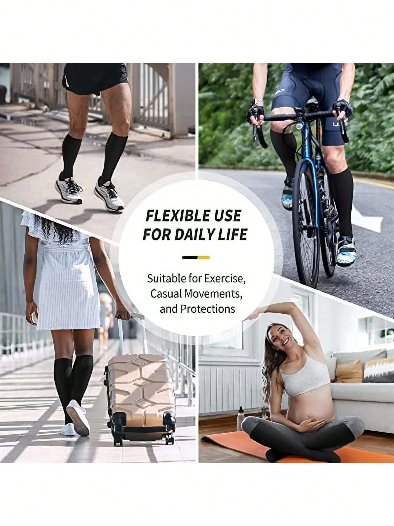 6 Pairs Professional Sports Compression Socks For Men And Women, Unisex Breathable Black Socks Suitable For Running, Cycling, Hiking, Travel