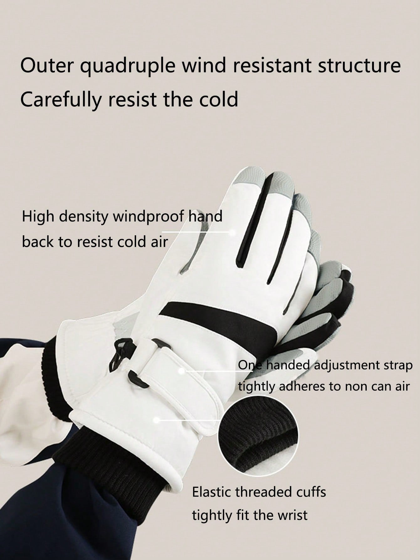 1 Pair Thick Warm Winter Ski Gloves, Windproof, Touchscreen, Fleece Lining, Suitable For Cycling, Hiking, Large Size