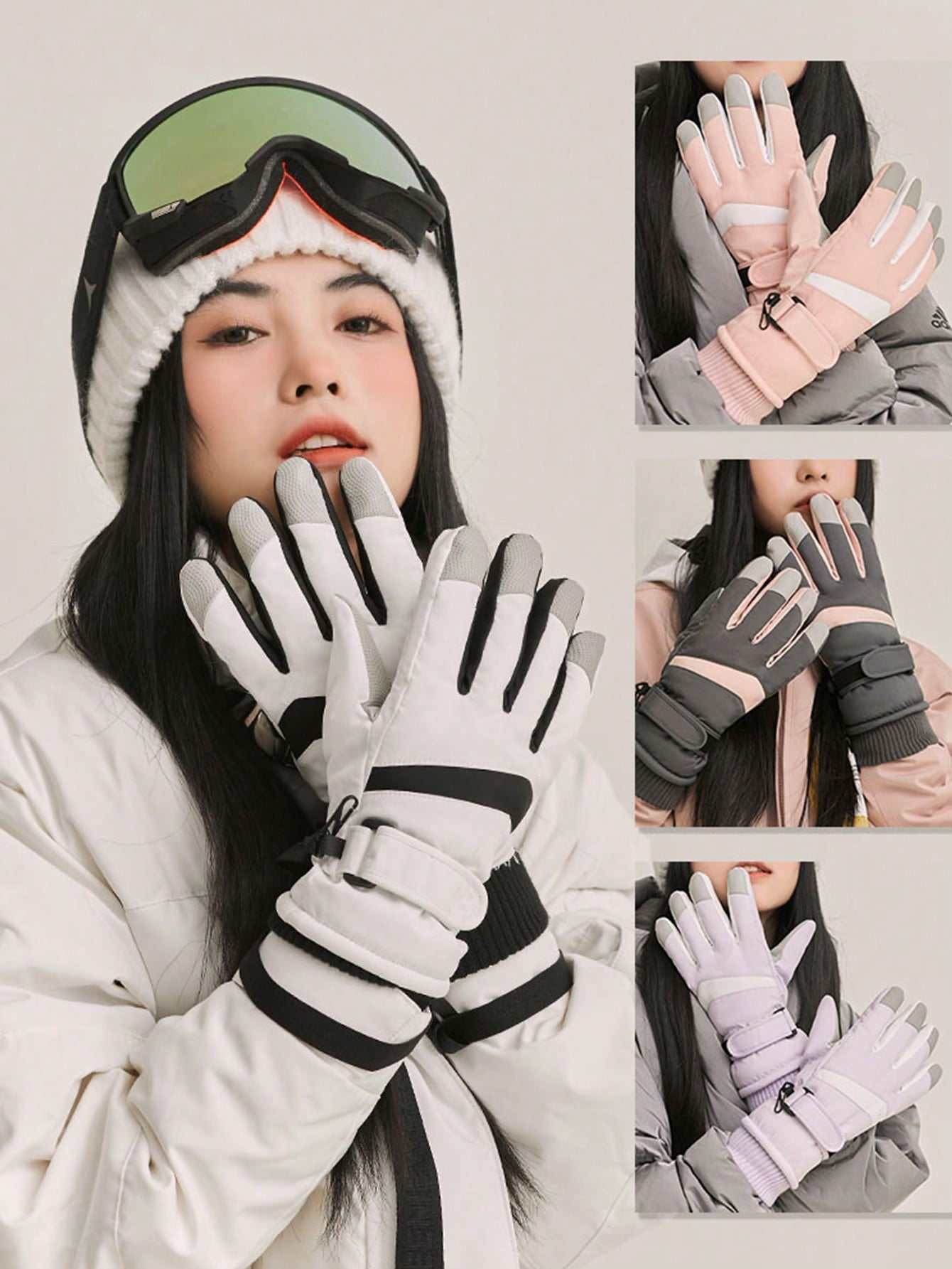 1 Pair Thick Warm Winter Ski Gloves, Windproof, Touchscreen, Fleece Lining, Suitable For Cycling, Hiking, Large Size