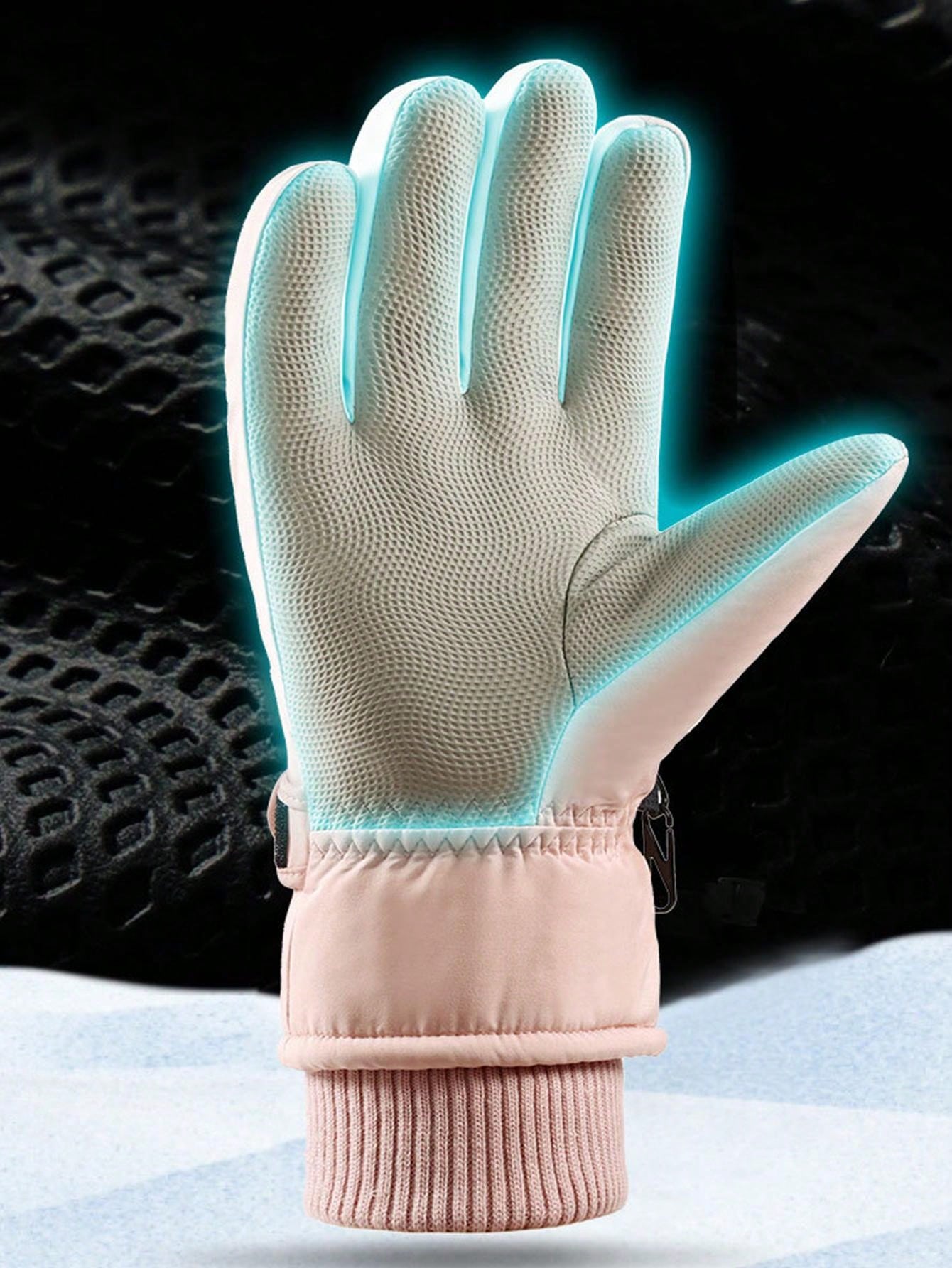 1 Pair Thick Warm Winter Ski Gloves, Windproof, Touchscreen, Fleece Lining, Suitable For Cycling, Hiking, Large Size