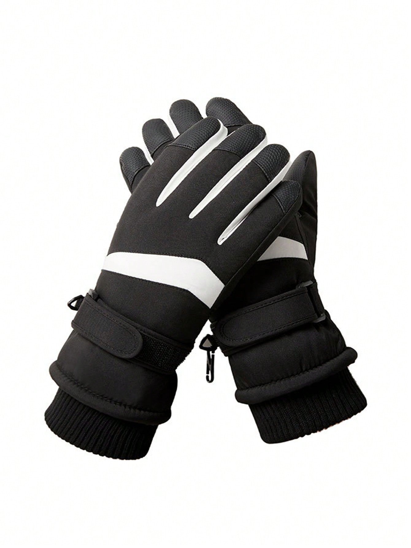 1 Pair Thick Warm Winter Ski Gloves, Windproof, Touchscreen, Fleece Lining, Suitable For Cycling, Hiking, Large Size