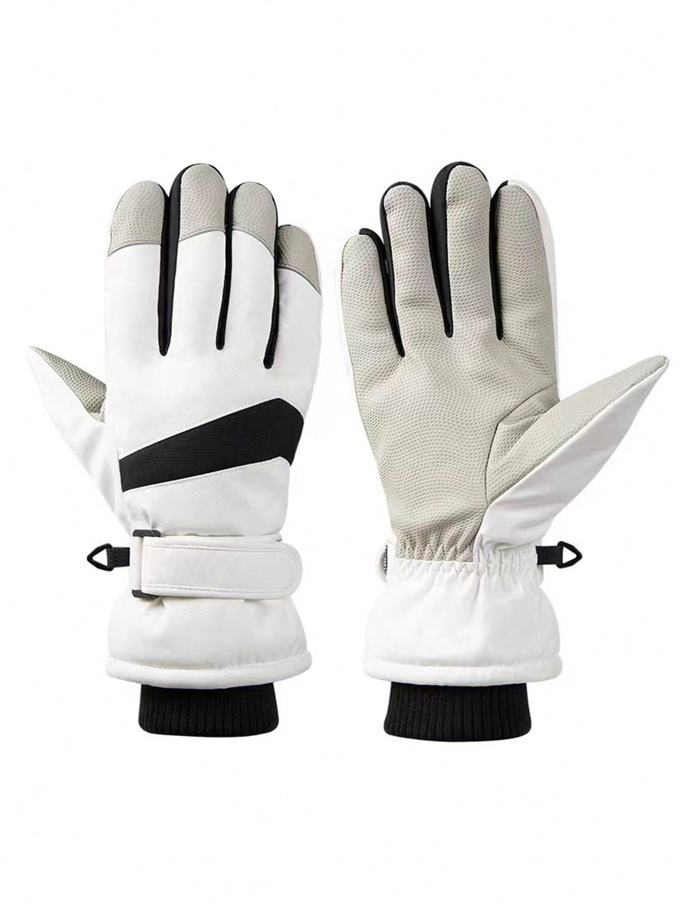 1 Pair Thick Warm Winter Ski Gloves, Windproof, Touchscreen, Fleece Lining, Suitable For Cycling, Hiking, Large Size