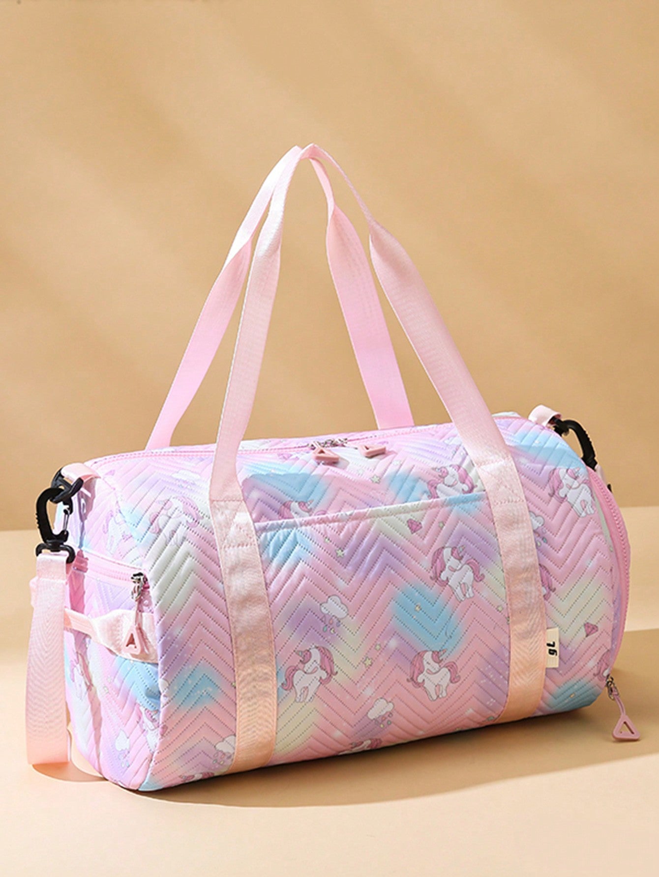 1pc Printed Large Capacity Handbag, Waterproof Gym Bag With Wet