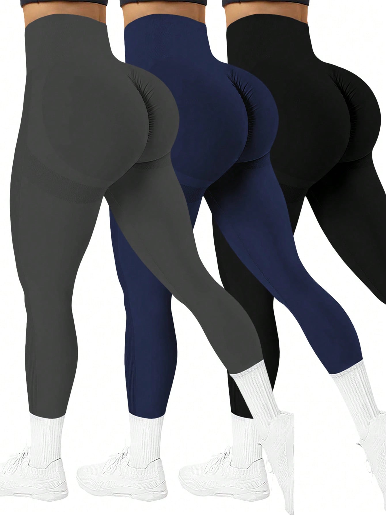 SHEIN Sport Studio Women's Seamless High Elasticity Sports Leggings, Plain Color, Daily Wear