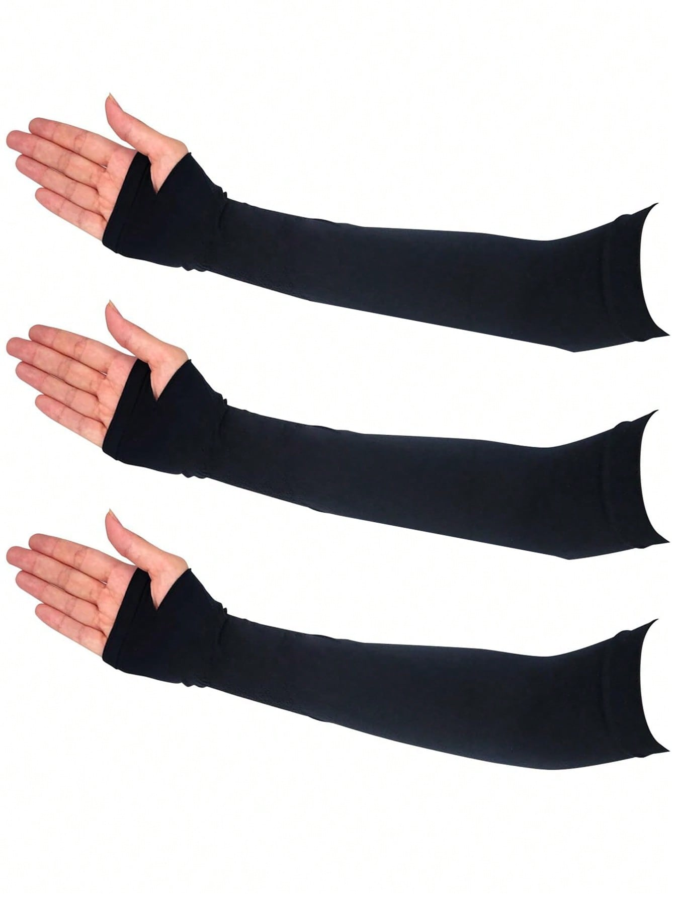 3 Pairs Comfy Arm Sleeves With Thumb Hole Protection Cooling Arm Sleeves 3 Colors Compression Long Women Men Summer Sun Arm Cover Sleeves Tattoo Cover For Sports Workouts Cycling Driving