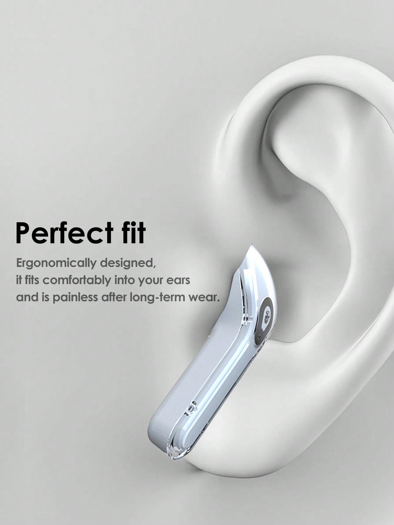 New Transparent Touch Low-Latency TWS Wireless Earbuds For Sports, Office, Gaming, USB-C Charging, Bluetooth 5.3 Semi In-Ear Wireless Earphones With Super Long Battery Life