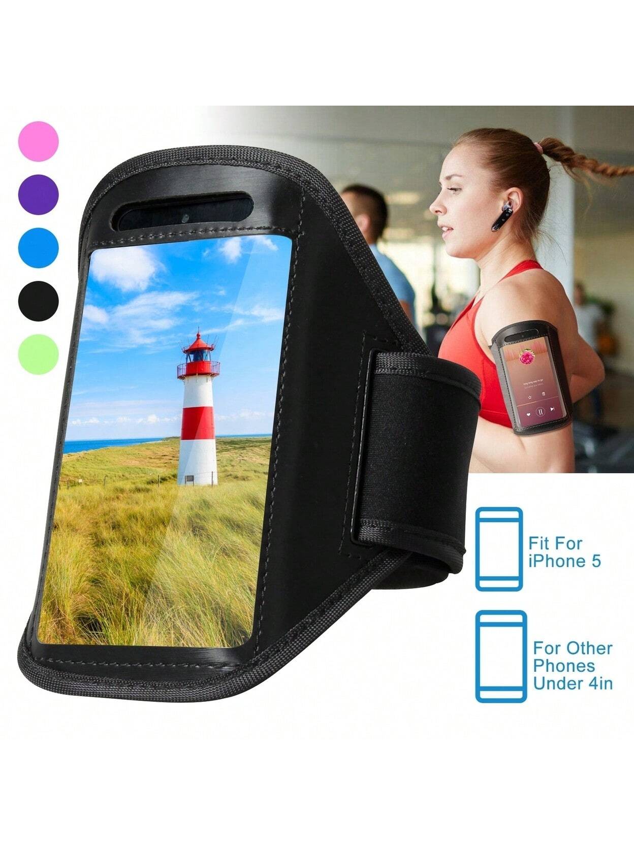 Global Phoenix Adjustable Sweat Resistant Armband Case For IPhone 5 And Phones Under 4in - Black