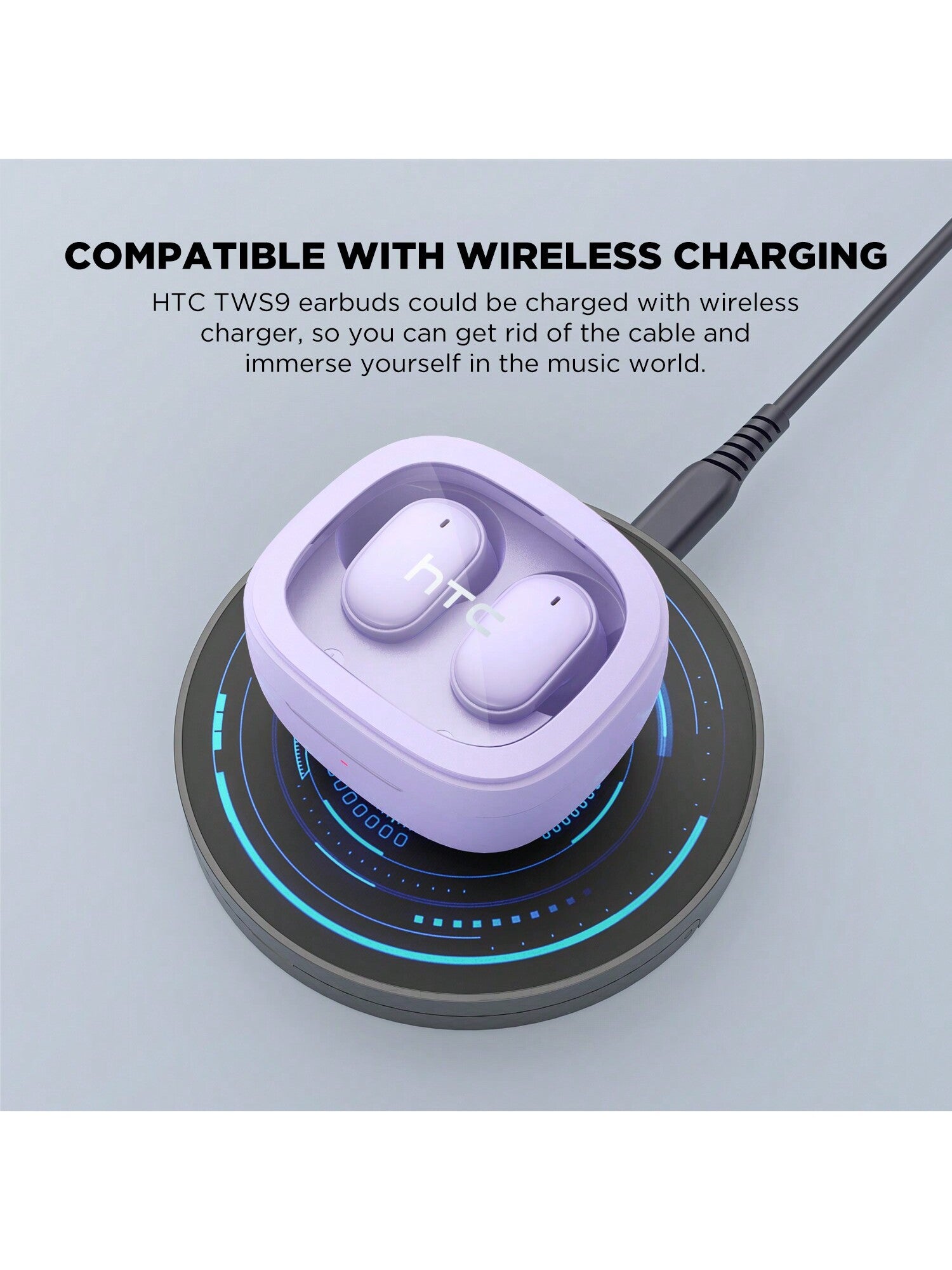 HTC Bluetooth Wireless Earbuds Touch Control Bluetooth 5.3 With USB-C Charging Case In-Ear Stereo Earbuds Bulit-In Microphones