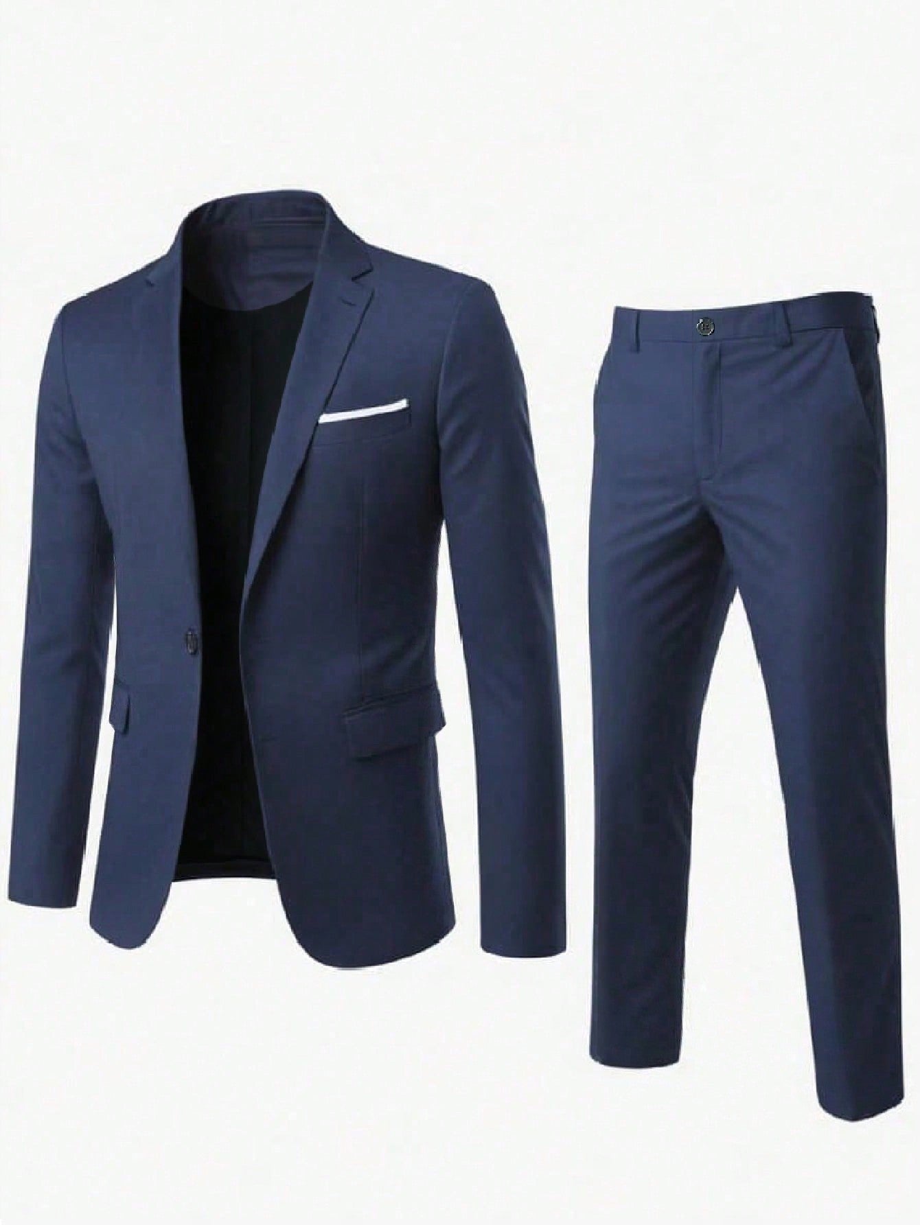 Manfinity Mode Men's Dark Blue Fashionable Suit Set