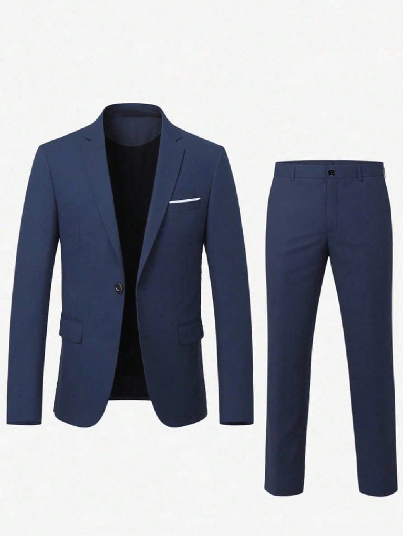 Manfinity Mode Men's Dark Blue Fashionable Suit Set