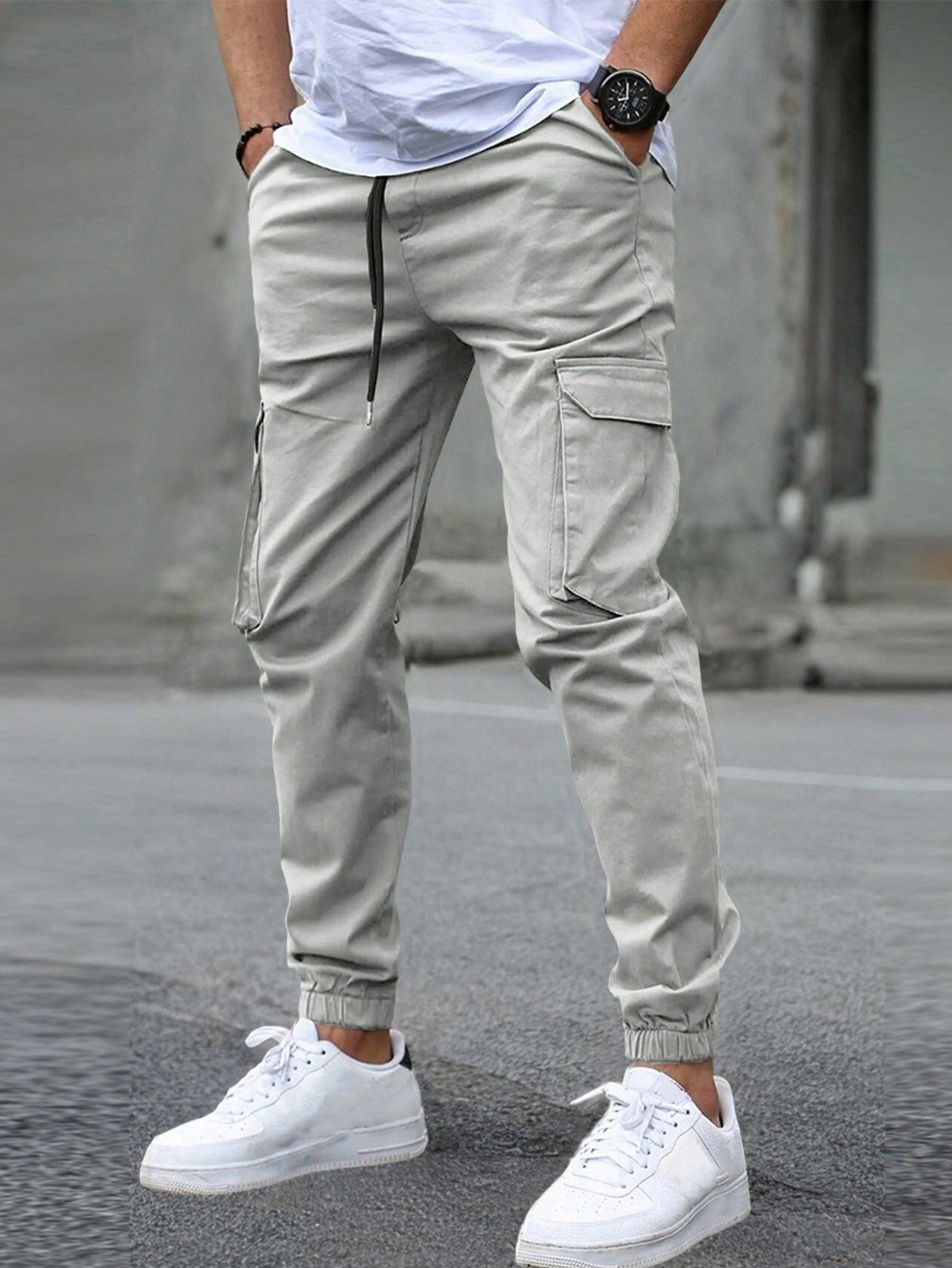 Men's New Cargo Long Pants With Multiple Pockets Elastic Cuffs Casual Outdoor Trousers