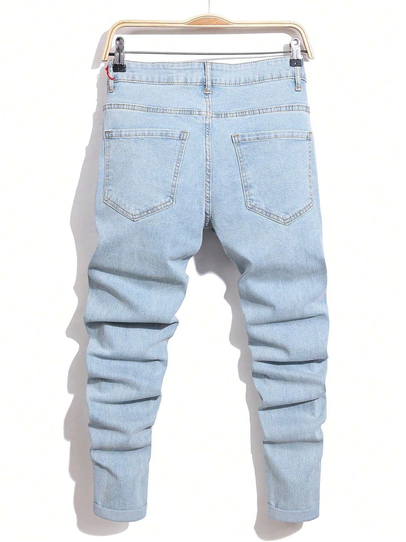 Manfinity LEGND Men's Distressed Slim-Fit Casual Denim Jeans With Pockets