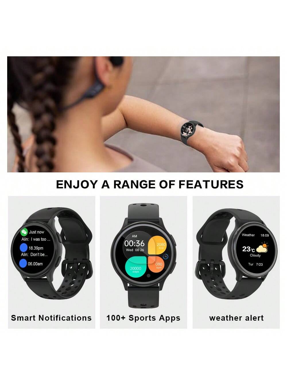 Little Meatball Smart Watches For Women [400 Watch Faces/Calls/Female Health], 1.27